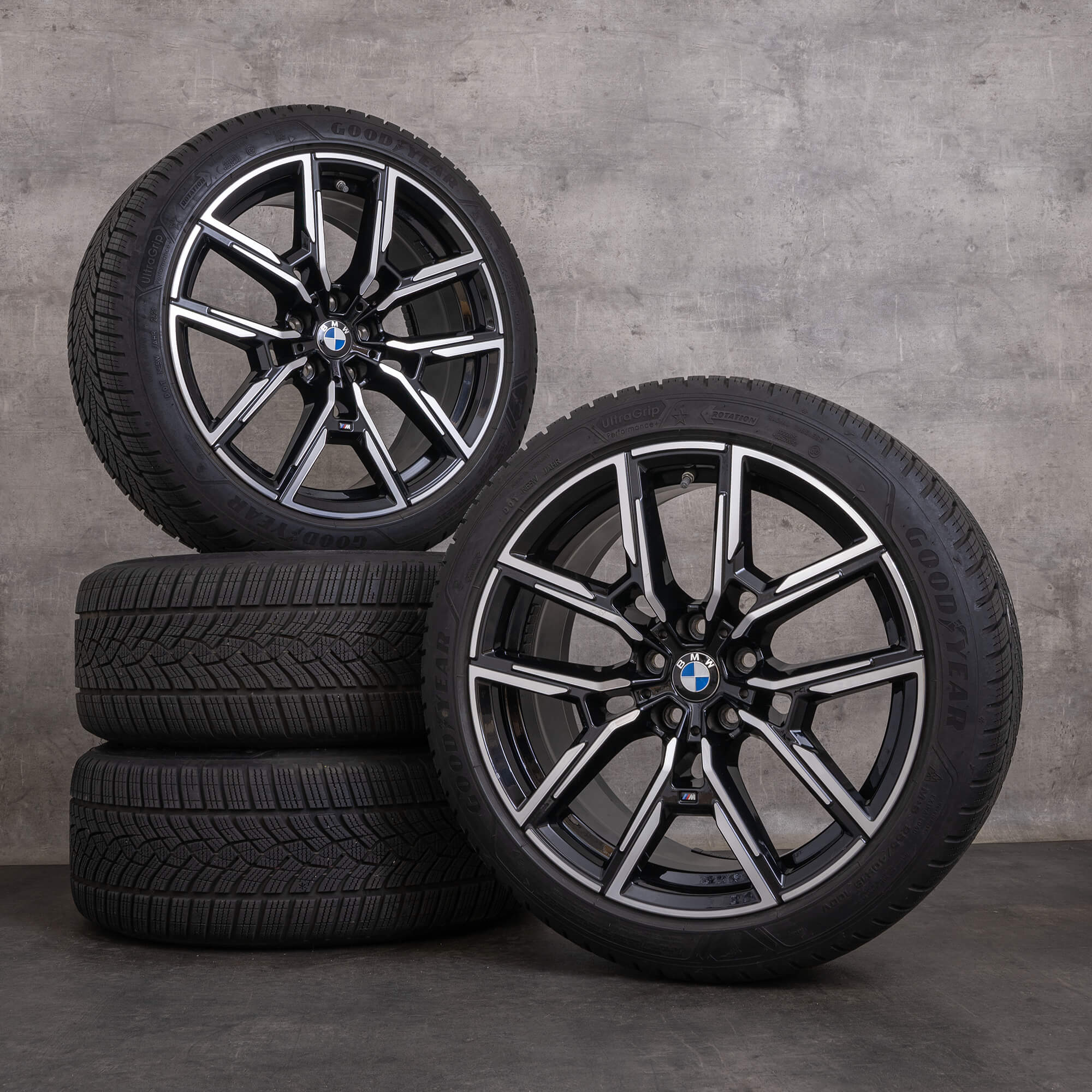 OEM BMW 4 Series i4 snow tire packages 19 inch G26 Gran Coupe Rims 8747304 8747305 Styling 859 M jet black glossy turned