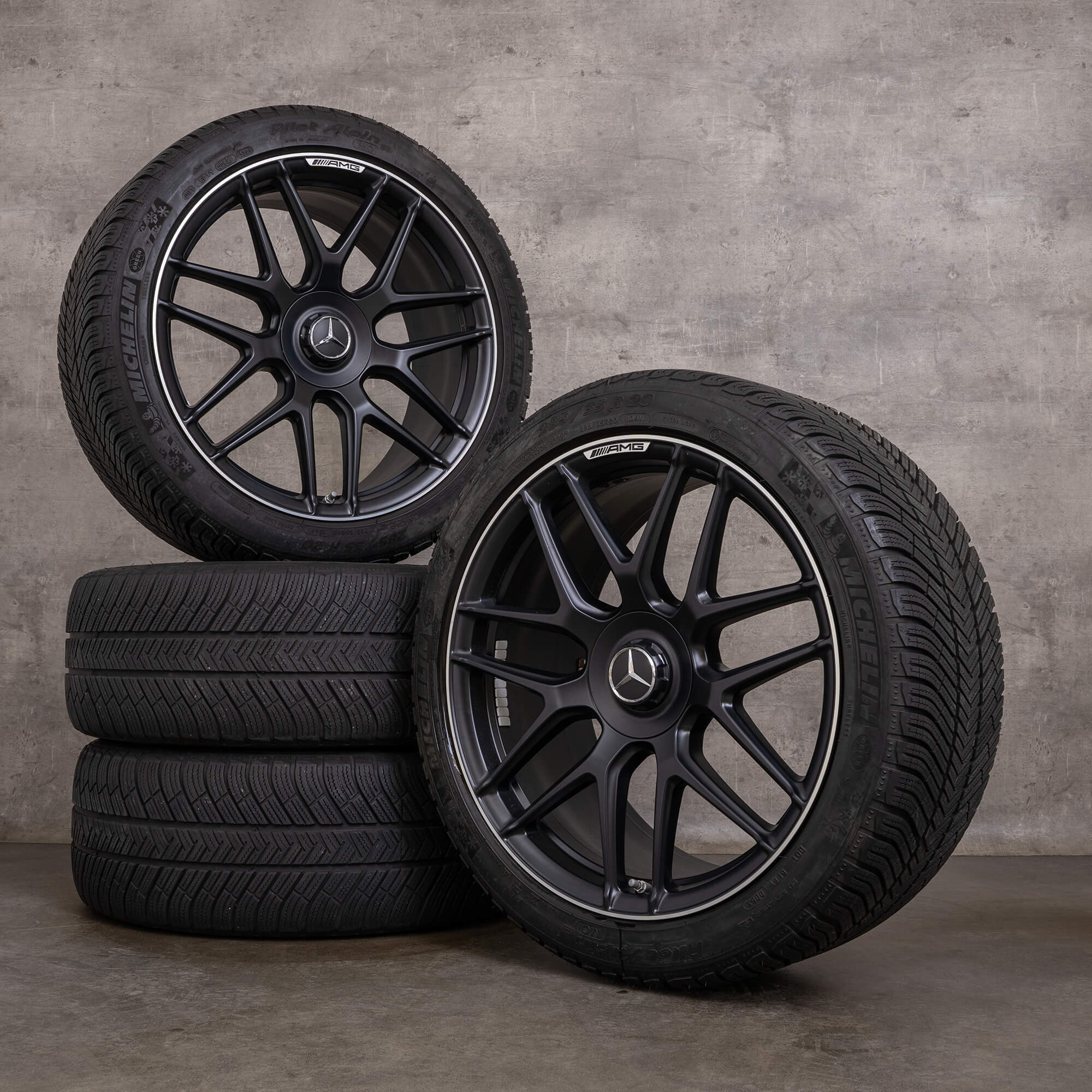 Original Mercedes Benz S-Klasse S63 S65 AMG Winterräder 20 Zoll W222 C217 Felgen A2224014200 A2224014300 schwarz matt glanzgedreht