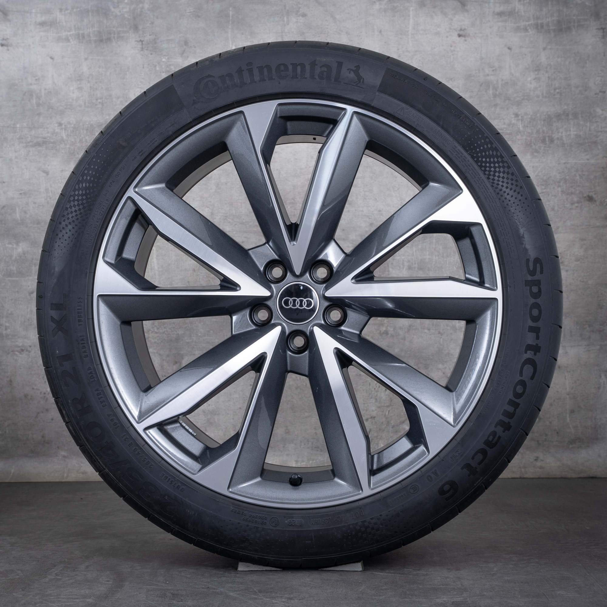 Aidot Audi Q7 SQ7 alkuperäiset vanteet 21 tuuman 4M kesäpyörät 4M0601025BP titaani kiillotettu.
