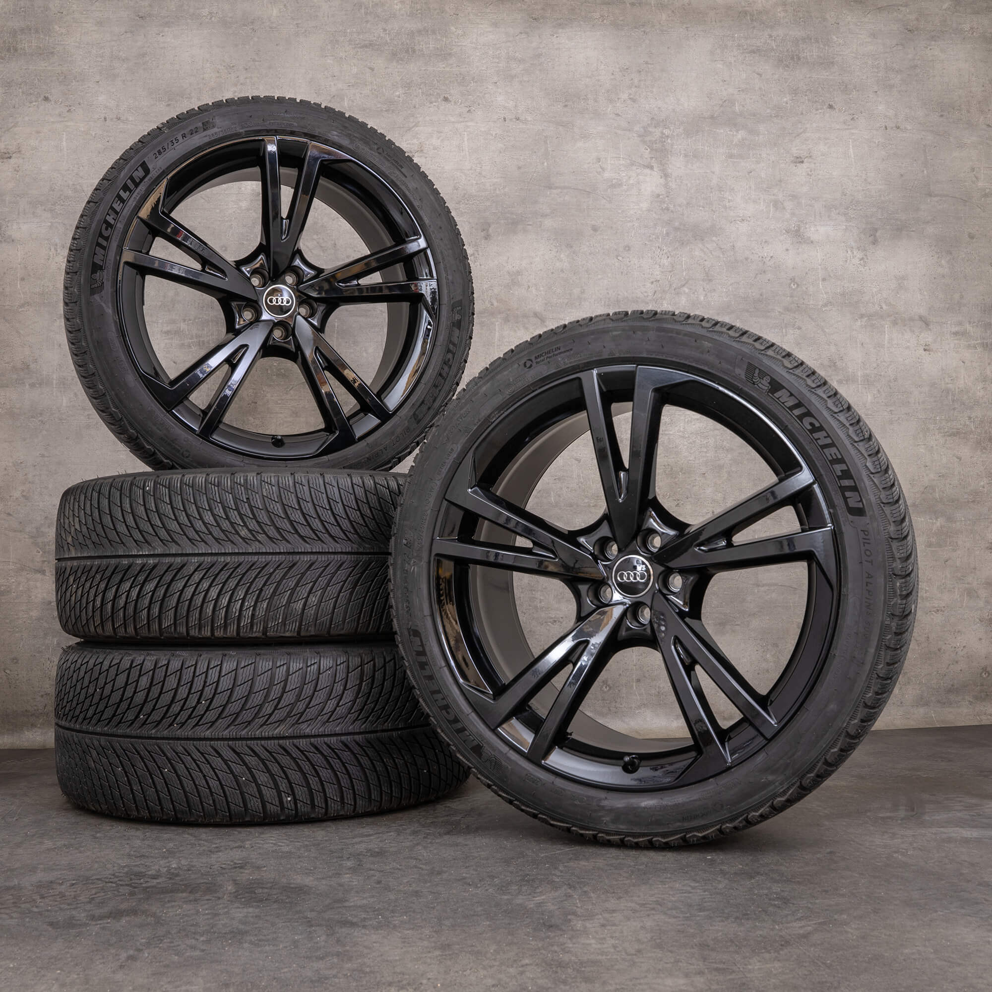 Original Audi Q7 SQ7 Felgen 22 Zoll 4M Sommerräder 4M0601025BT Falx Design schwarz glanz