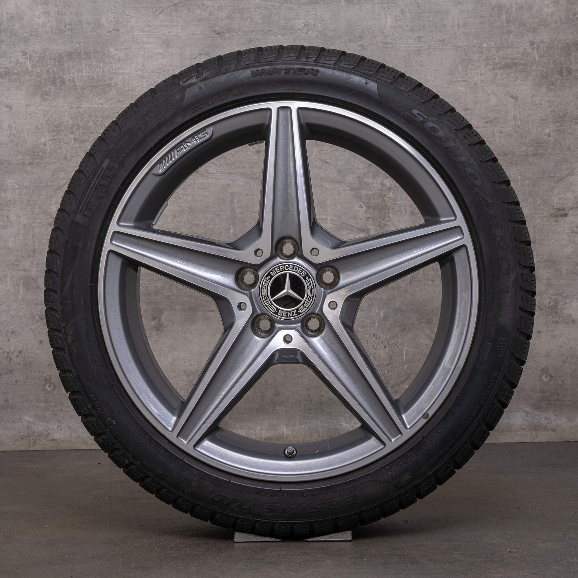 Llantas de invierno originales Mercedes Benz Clase C AMG 18 pulgadas W205 S205 C205 A205 A2054011100 gris himalaya torneado brillante