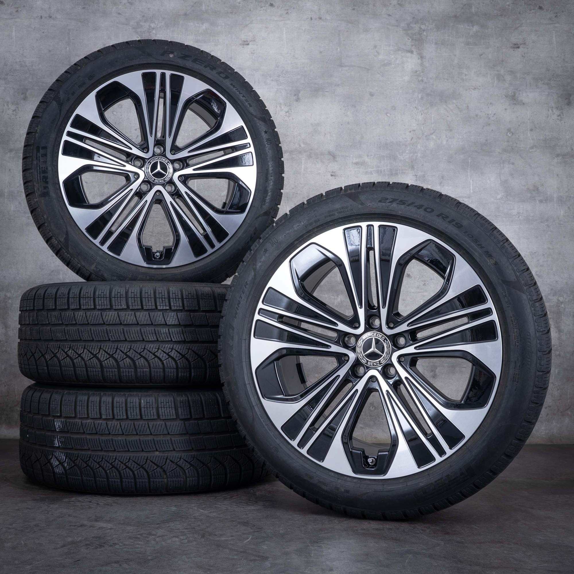 Alkuperäiset Mercedes-Benz E-sarjan talvirenkaat 19 tuumaa W214 S214 hybridi vanteet A2144012300 A2144012400 diamond cut musta