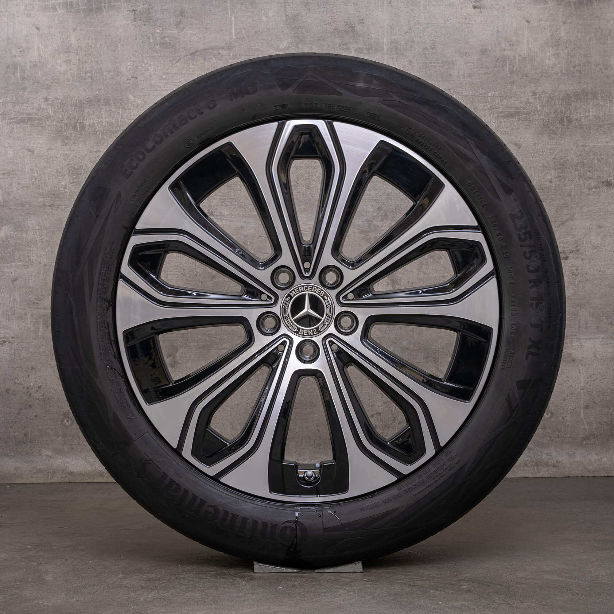 Original Mercedes Benz EQE vinterhjul 19 tommer V295 fælge A2954011600 sort blank drejet