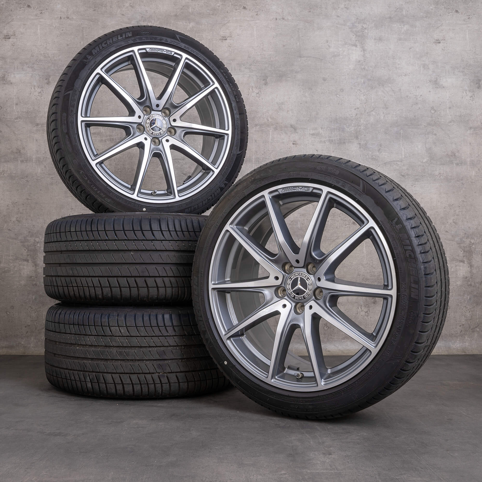 Genuine Mercedes Benz Classe E AMG cerchi 19 pollici W213 S213 C238 A238 ruote estive A2134017300 A2134017400 himalaya grigio lucido tornito