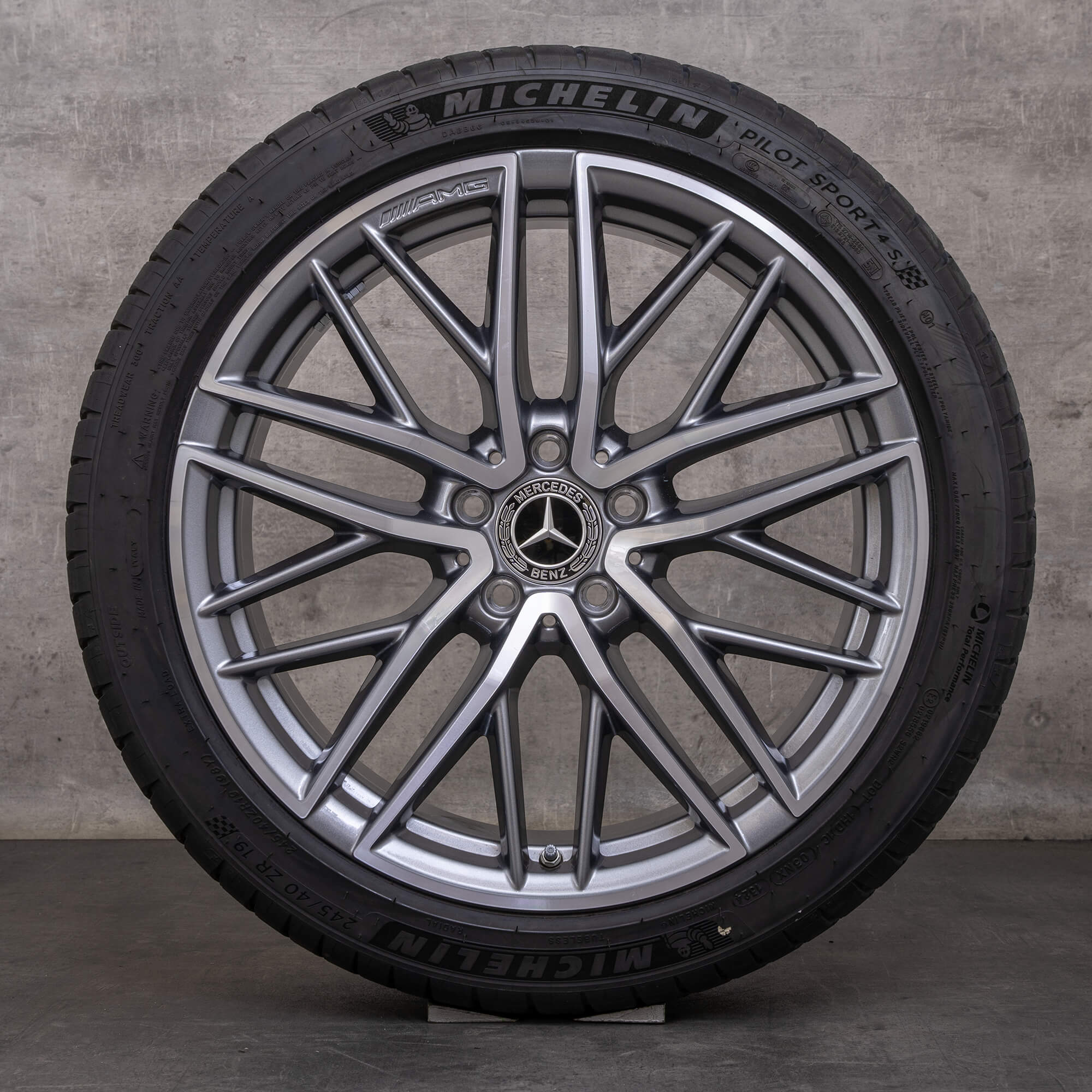 Original Mercedes Benz C-Klasse C43 AMG Felgen 19 Zoll W206 S206 Sommerräder A2064012300 A2064012400 himalaya grey glanzgedreht