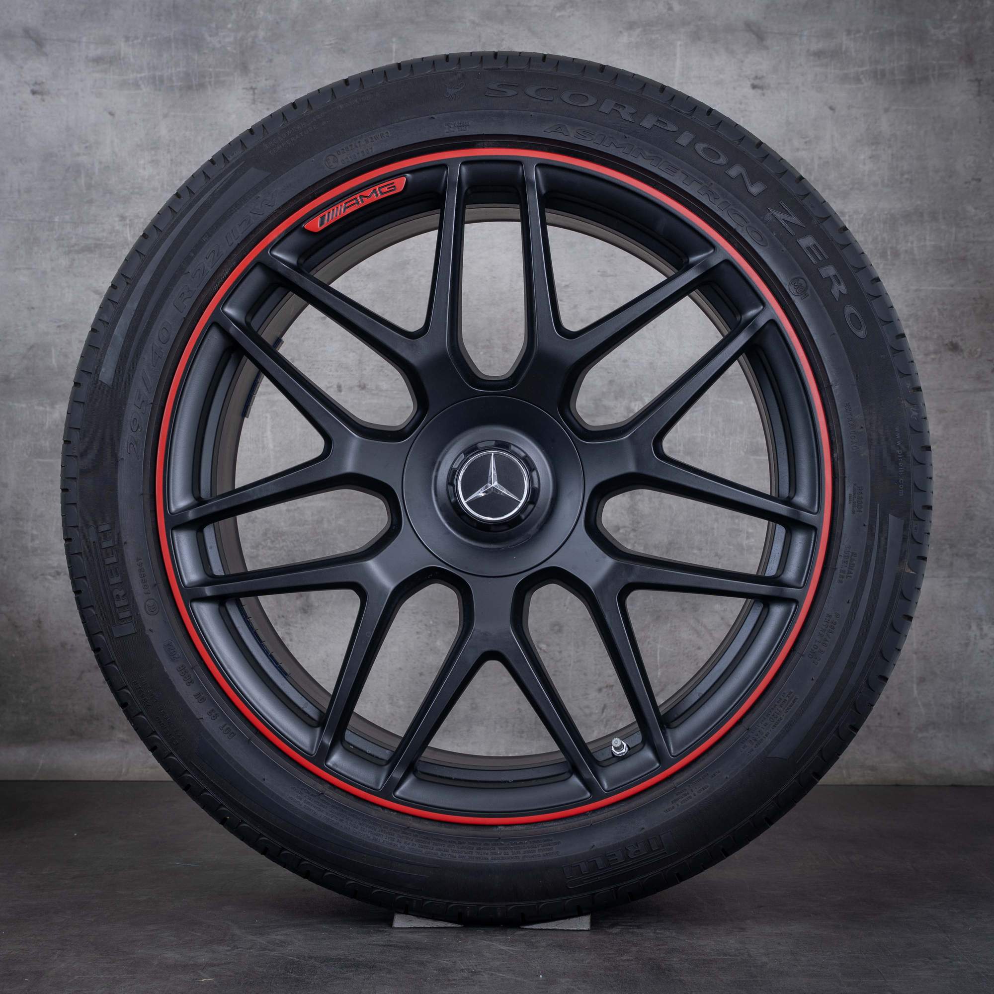 OEM Mercedes Benz G-Class G63 AMG rims 22 inch W465 W463A summer wheels A4634012000 black red matt