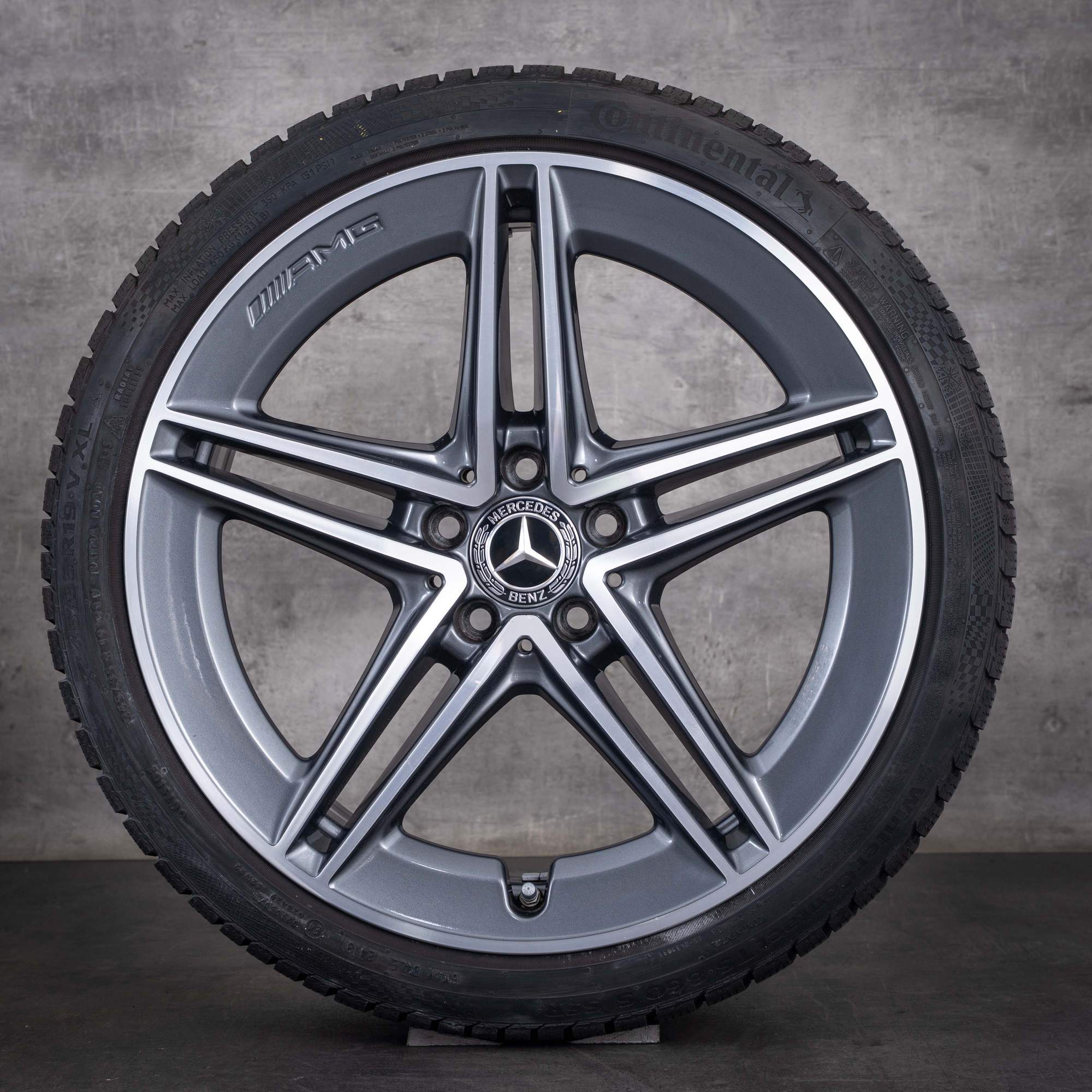 Originale Mercedes-Benz A-Klasse A 45 CLA 45 AMG vinterhjul 19 tommer W177 X118 C118 fælge A1774012300 himalaya grey foran diamond cut