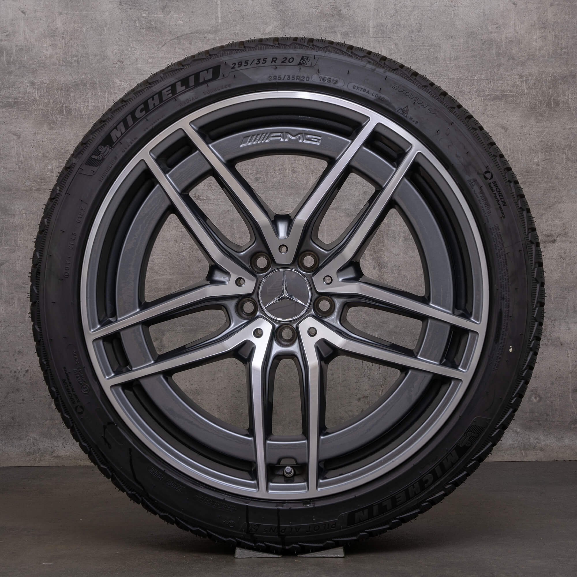 Originale AMG Mercedes Benz SL 43 55 63 vinterhjul 20-tommers R232 felger A2324012100 A2324012200 himalaya grå blank snudd