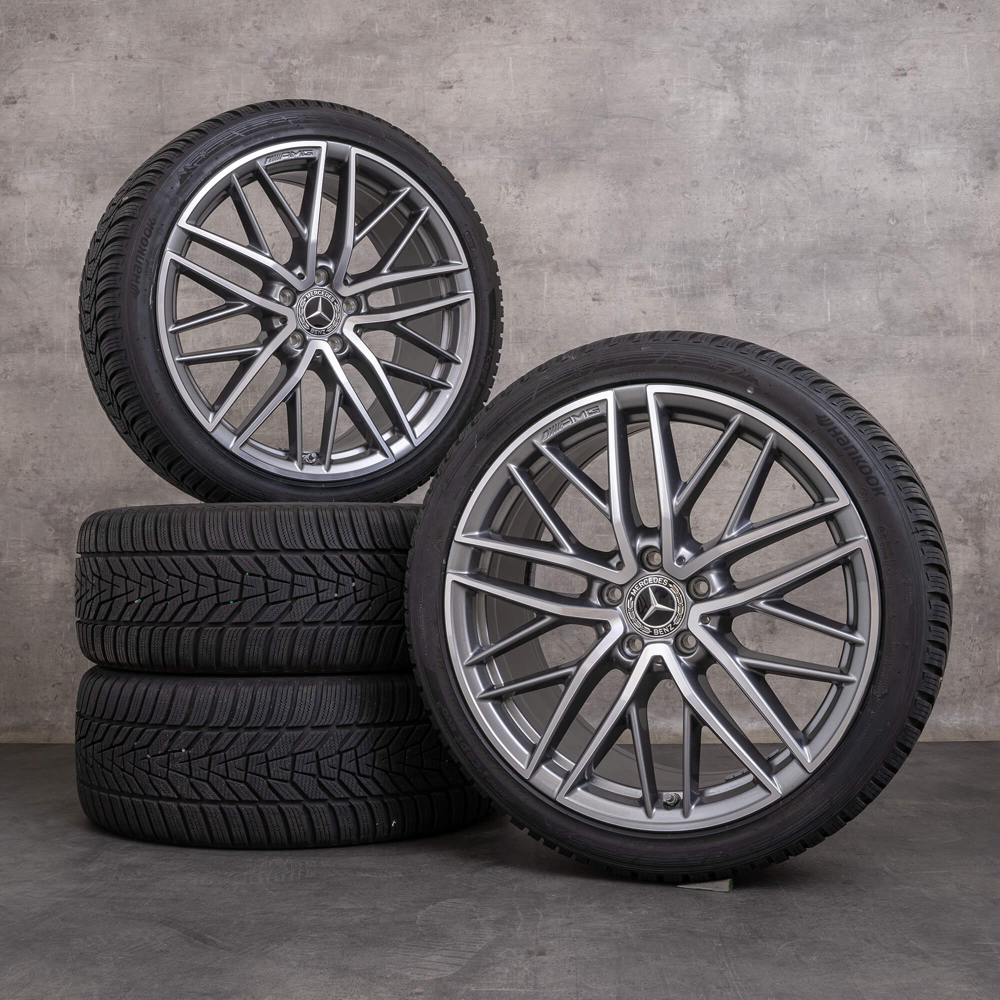 Originale Mercedes Benz C-Klasse C43 AMG fælge 19 tommer W206 S206 vinterhjul A2064012300 A2064012400 himalaya grey glossy turned