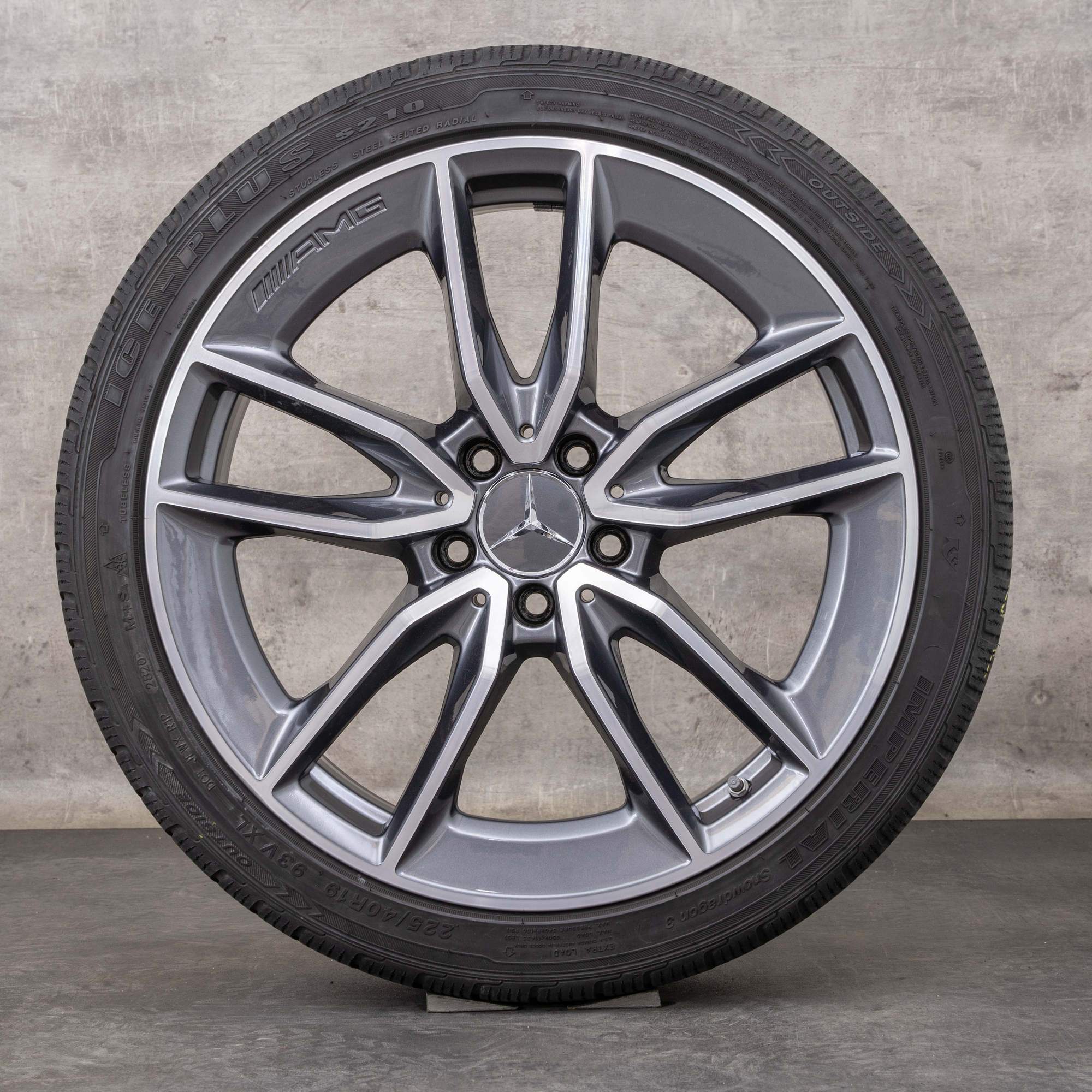 Oryginał Mercedes Benz Klasa C C43 AMG koła zimowe 19 cali W205 S205 C205 A205 Felgi A2054010701 A2054010801 himalaya szary Polerowane