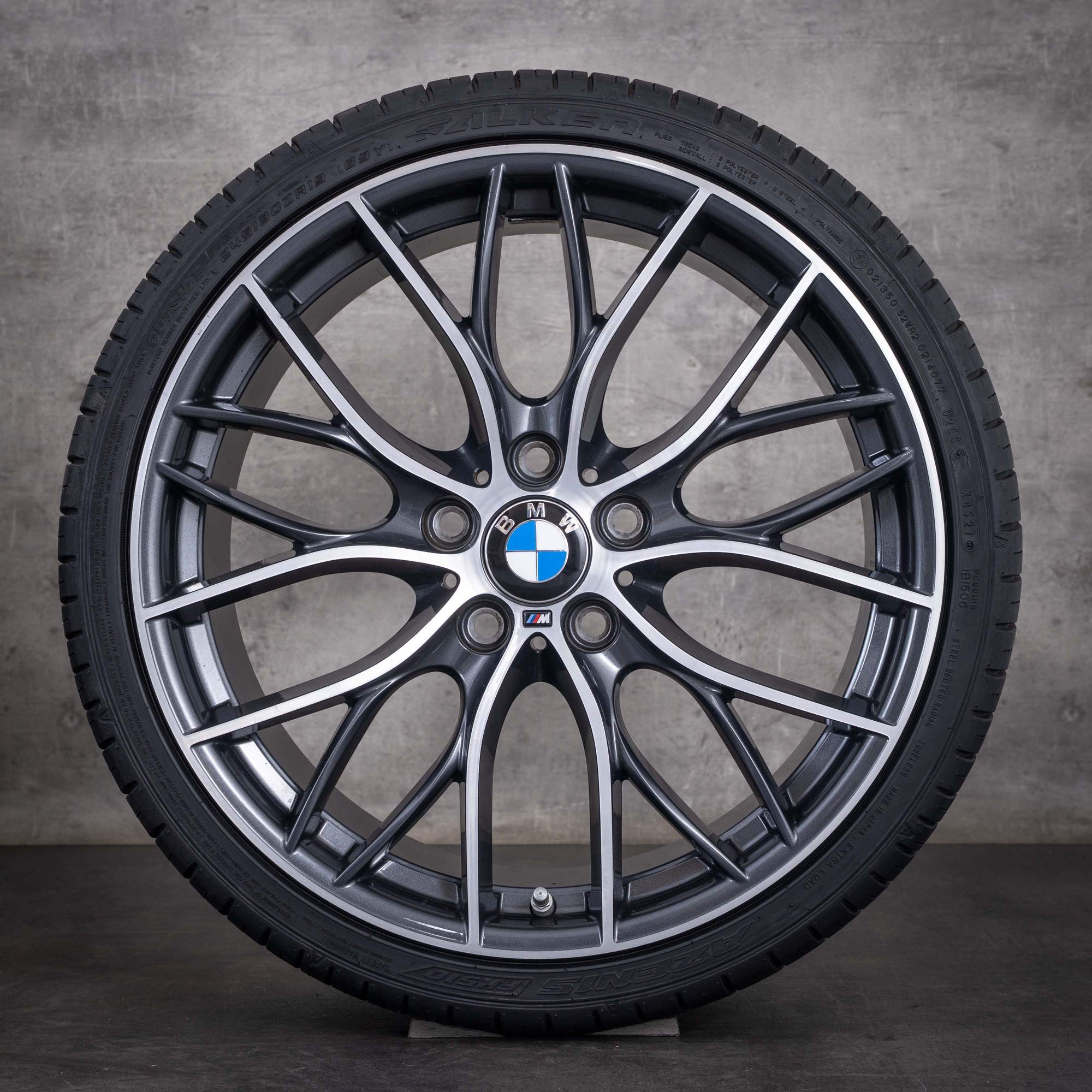 Jantes d'origine BMW Série 1 et Série 2 19 pouces F20 F21 F22 F23, jantes été, style 405 M 6796220 6796221, gris orbite, avant diamantée