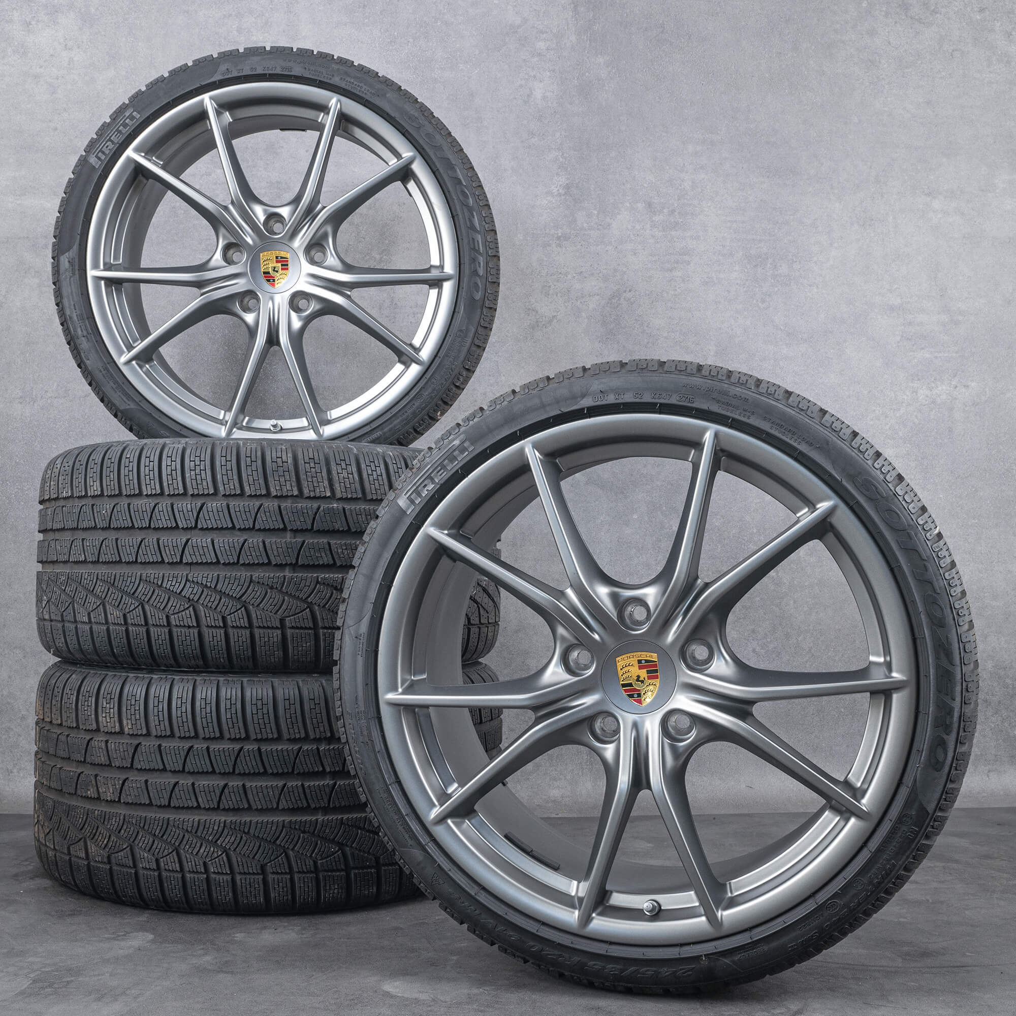 Originele Porsche 20 inch winterwielen 991 II 4 C4 4S winterbanden velgen Platina