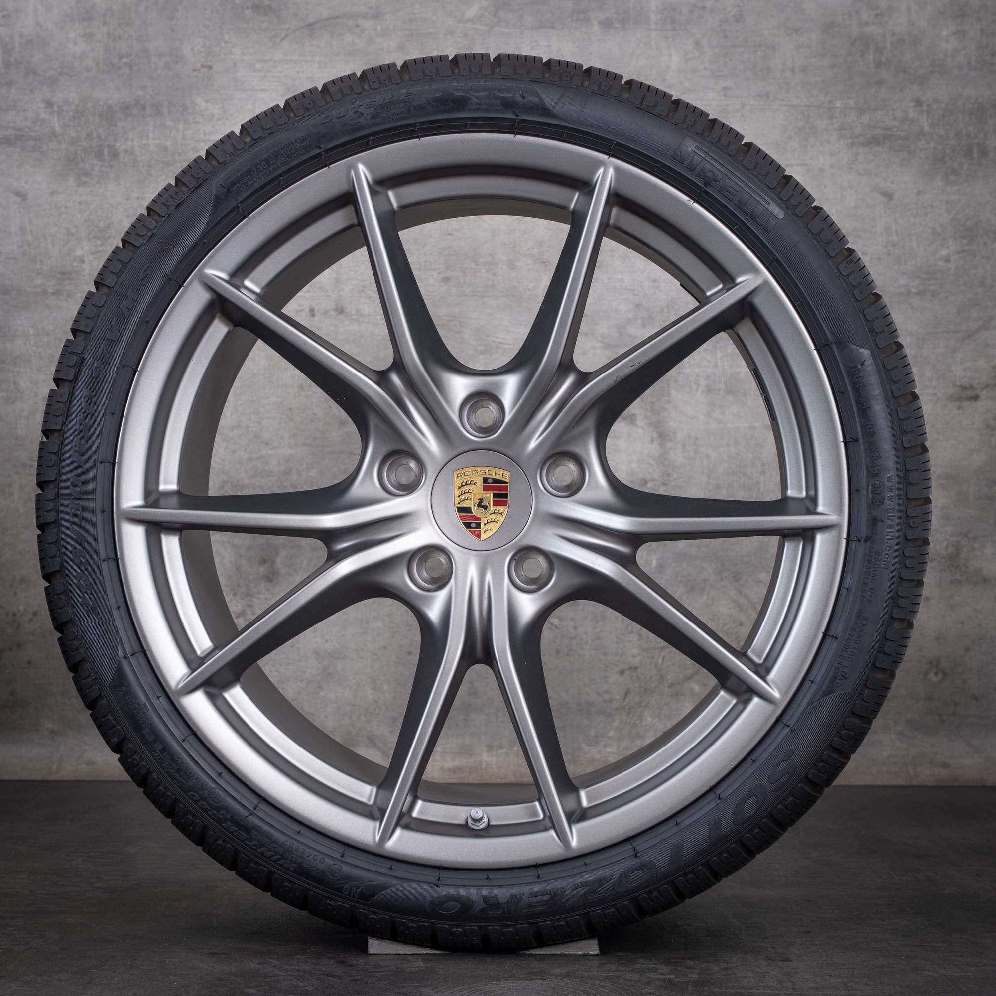 Alkuperäiset Porsche 991 II -talvirenkaat 20 tuumaa Carrera 4 & S GTS -vanteet 99136271000 99136276003 mattapintainen platinahopea