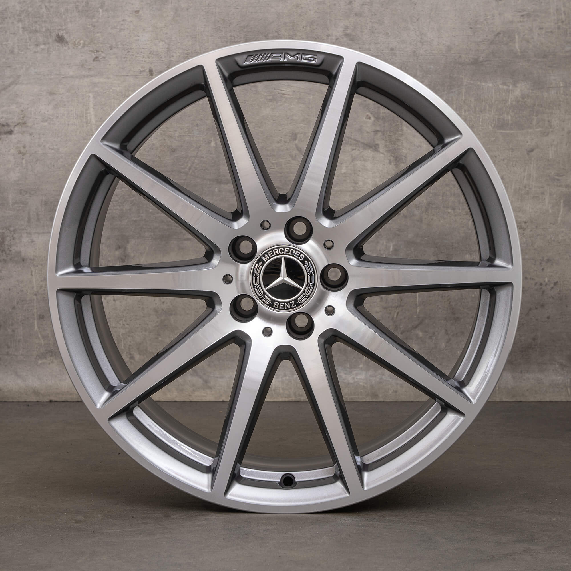Originale Mercedes Benz C-Klasse AMG C63 S E Performance fælge 19 tommer W206 S206 A2064016900 A2064012800 himalaya grey glossy turned NEW