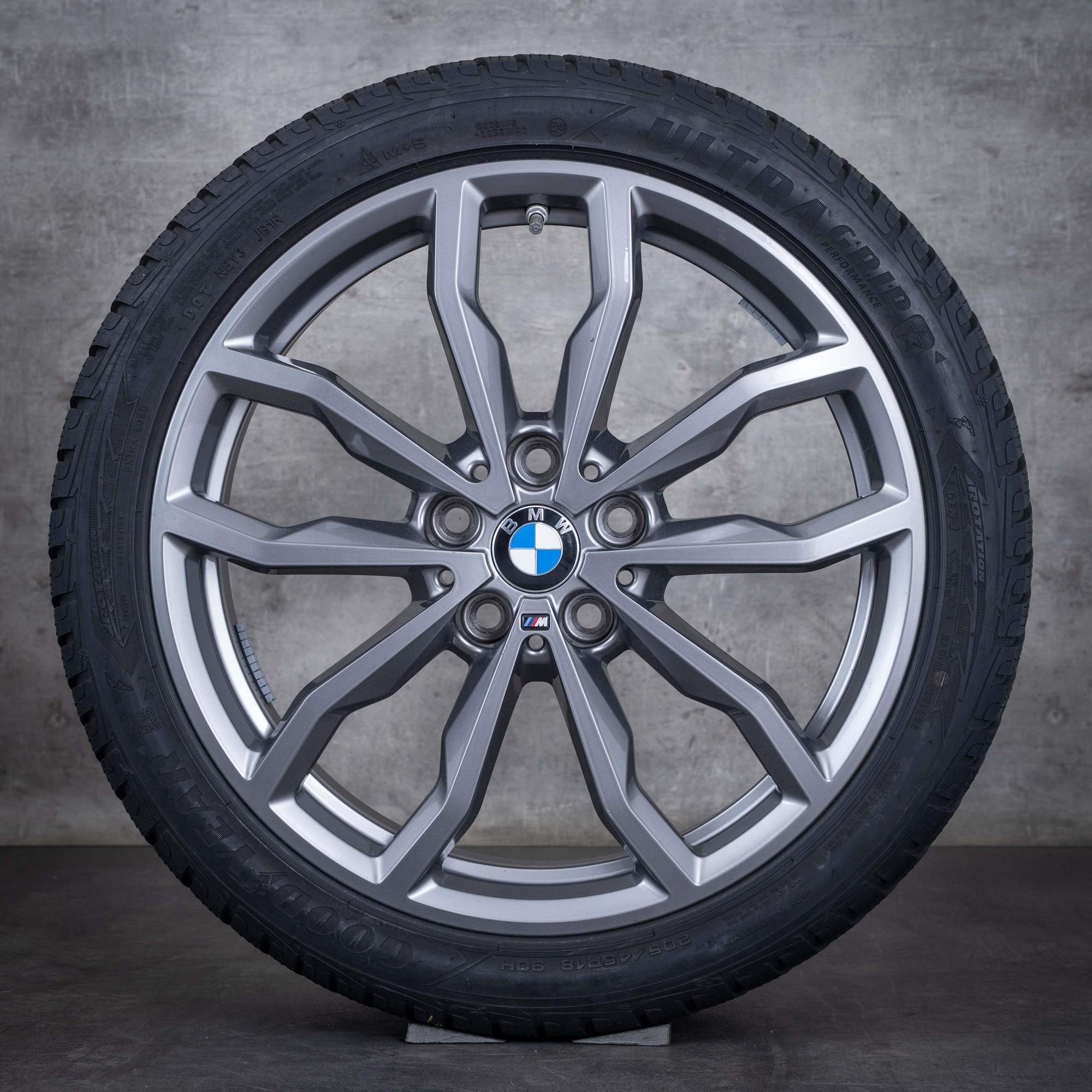 Originale BMW X1 X2 vinterhjul 18 tommers F48 F39 felger styling 771 M 6877550 orbit grå glans