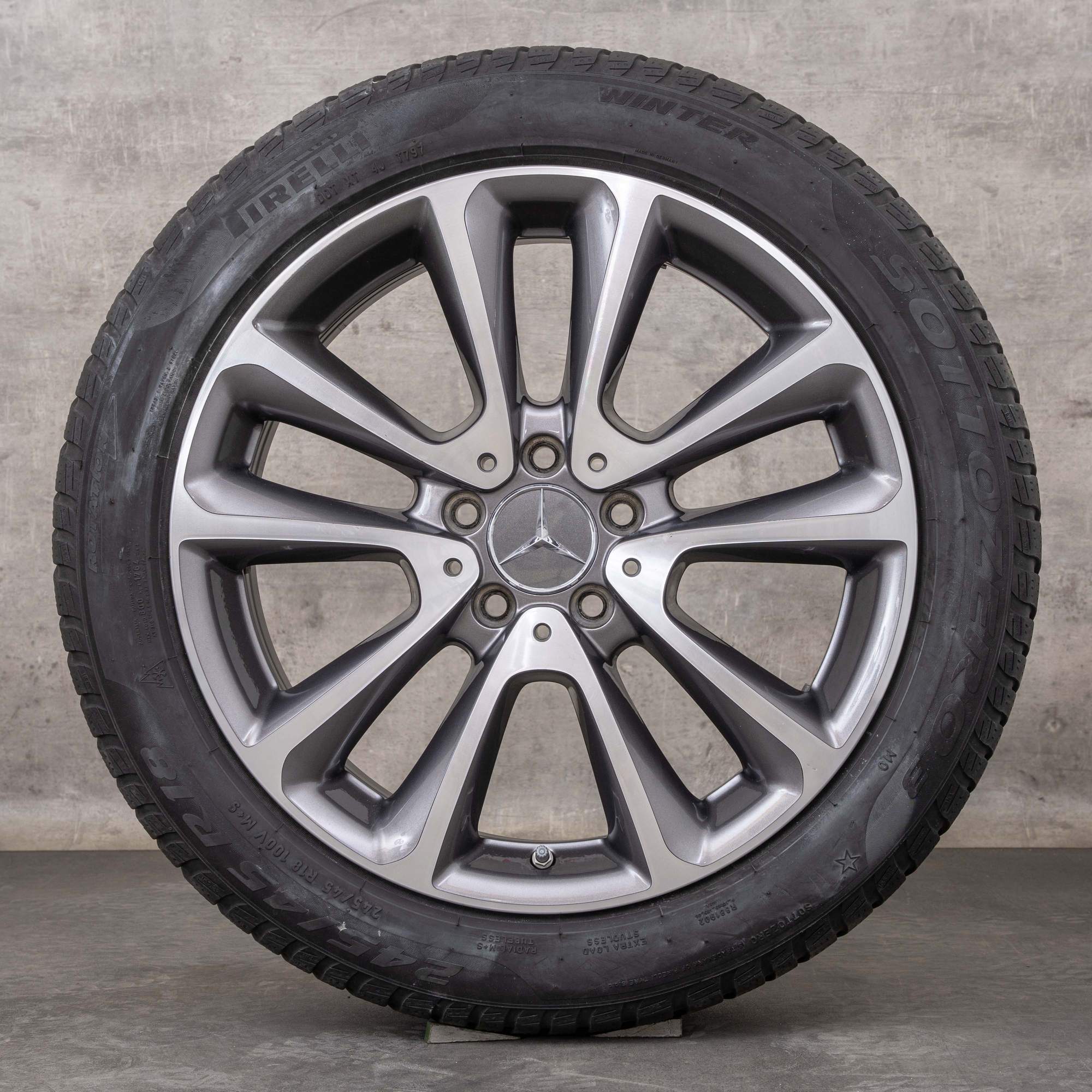 Original Mercedes Benz E-Klasse Winterräder 18 Zoll W213 S213 C238 A238 Felgen A2134011600 A2134010400 himalaya grey glanzgedreht