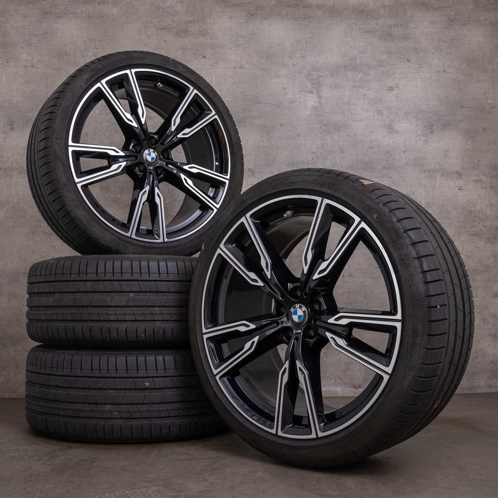 Originale BMW X5 X6 felger 22-tommers G05 G06 sommerhjul 747 M 6856025 6856026 svart blank dreid