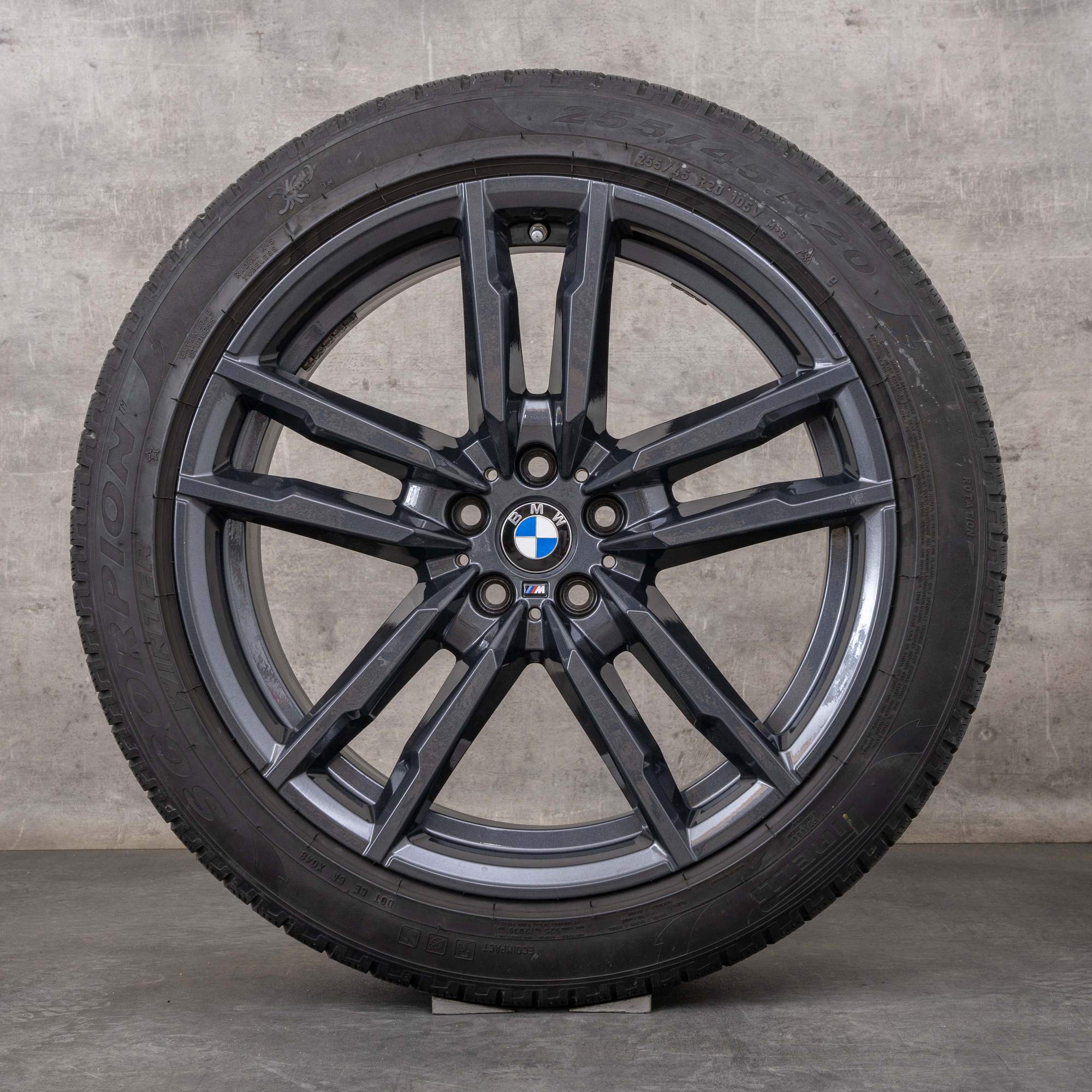 Oryginalne koła zimowe BMW X3M X4M 20 cali F97 F98 felgi stylizacja 764 M 8059723 8059724 orbit szary połysk