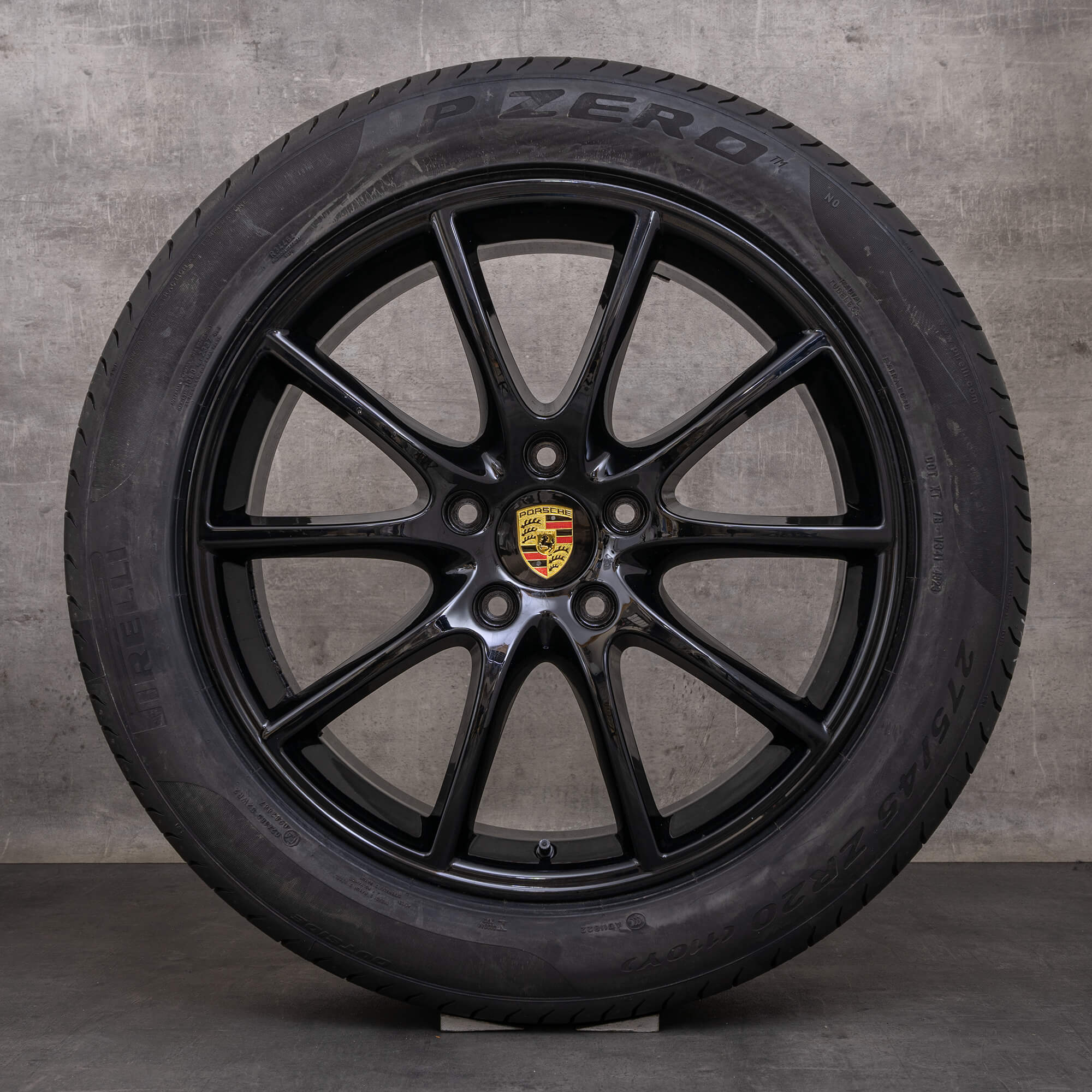 Oryginalne koła zimowe Porsche Cayenne 20 cali felgi E3 9Y II 9Y3601025AB 9Y3601025BD czarny błyszczący