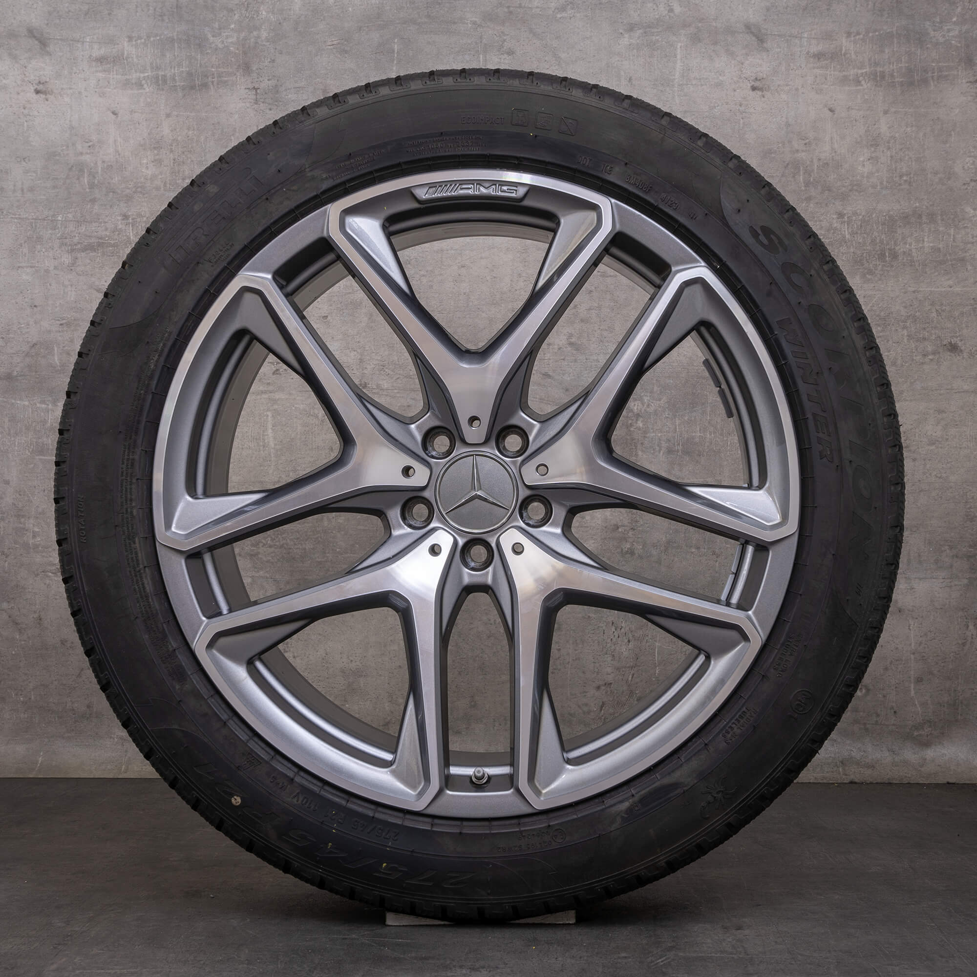 Orijinal Mercedes Benz GLE 53 63 AMG 4Matic+ kış jant lastik 21 inç X167 C167 Hibrit jantlar A1674014200 A1674014300 himalaya gri parlak tornalanmış