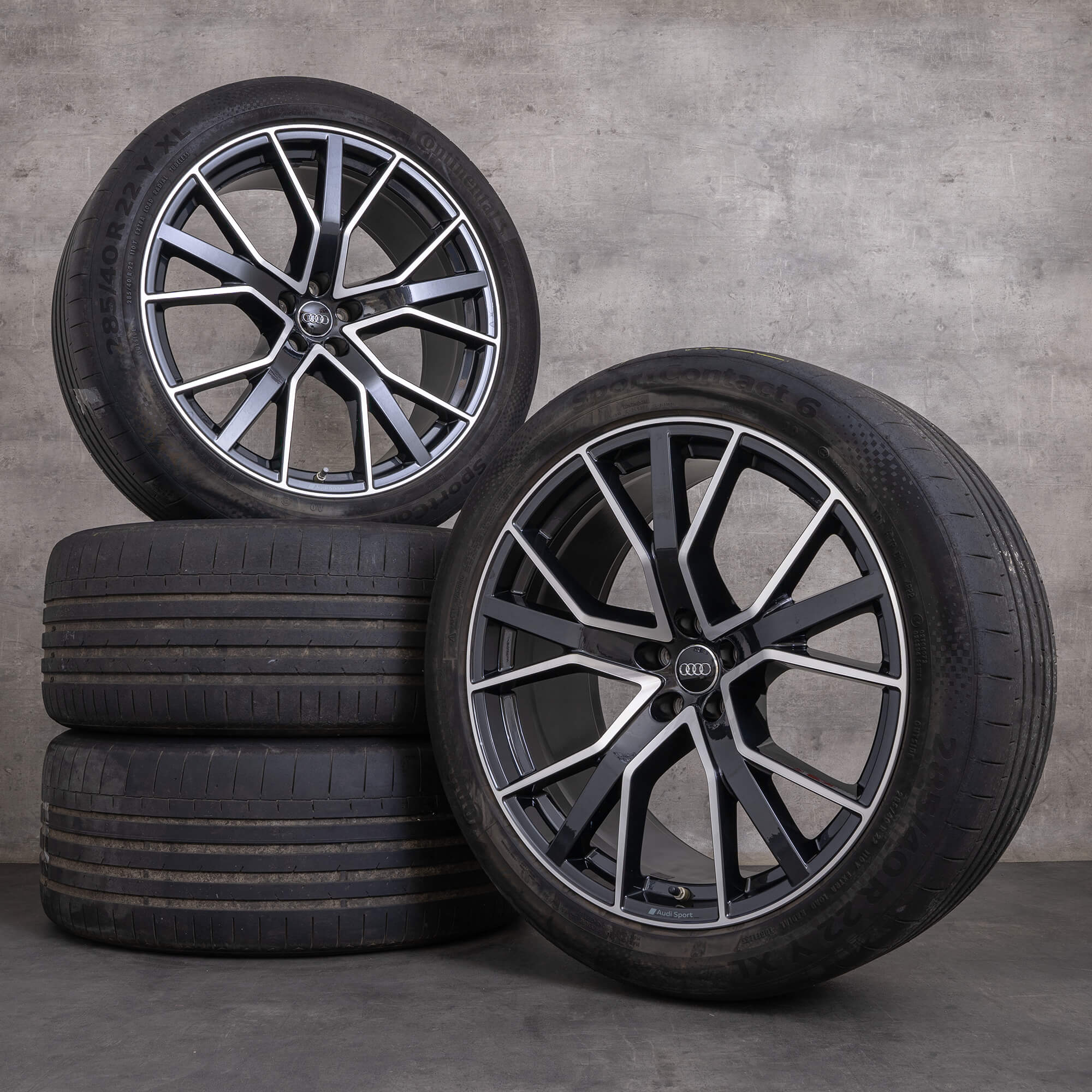 OEM Audi Q8 SQ8 rims 22 inch 4M8 summer wheels 4M8601025Q black glossy turned