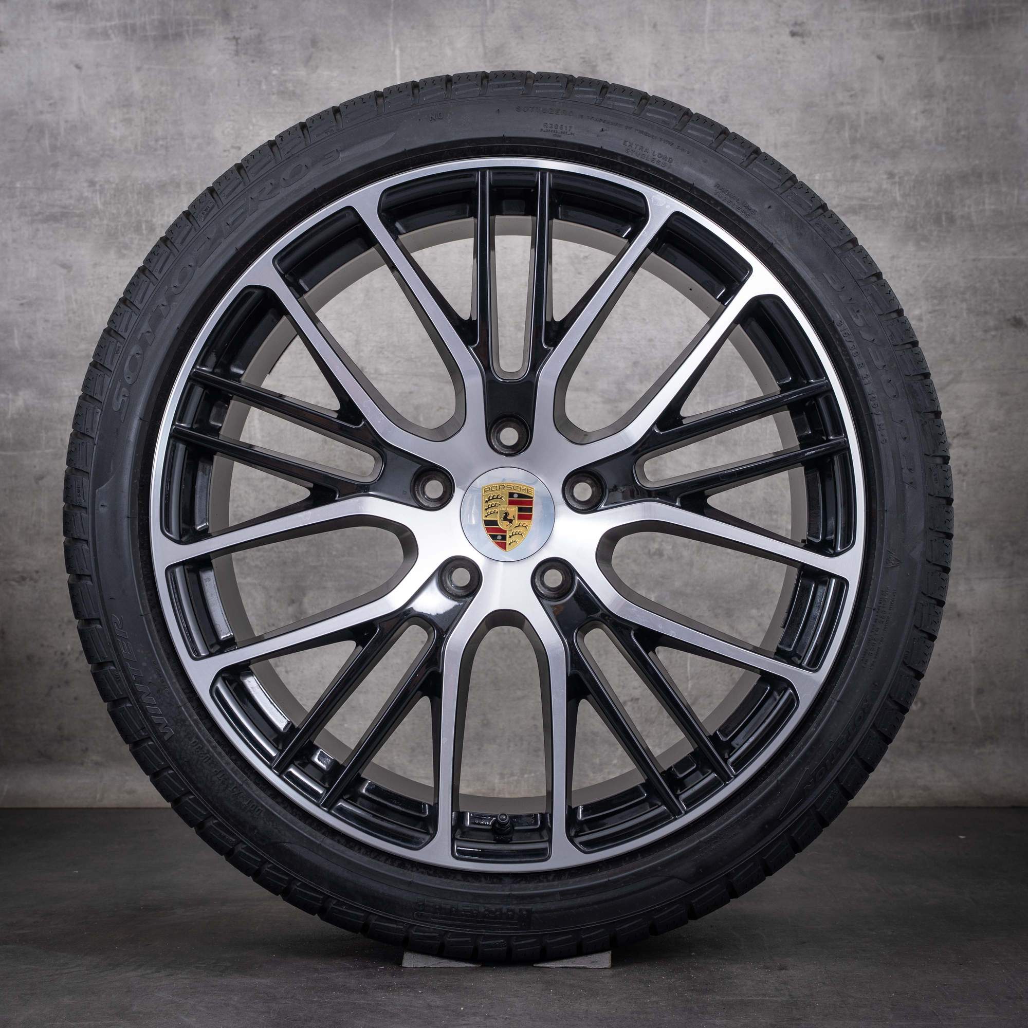 Original Porsche Panamera 971 Winterräder 21 Zoll Felgen 971601025BT 971698025G schwarz glanzgedreht