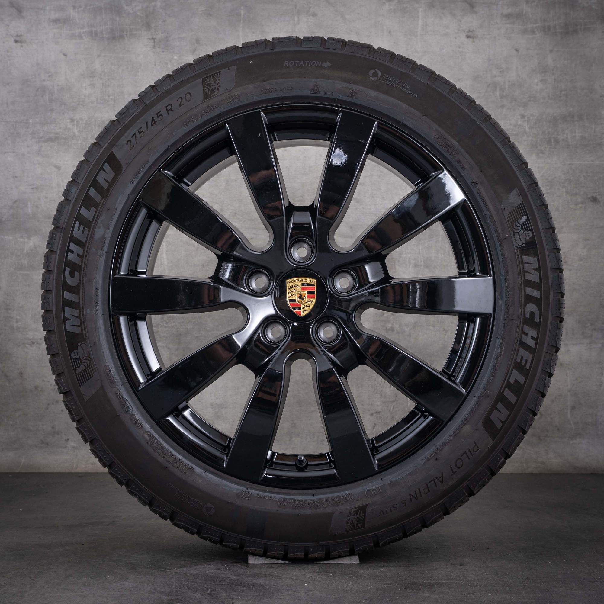 Alkuperäiset Porsche Cayenne 958 -talvirenkaat 20 tuuman E2-vanteet 7P5601025B kiiltävä musta