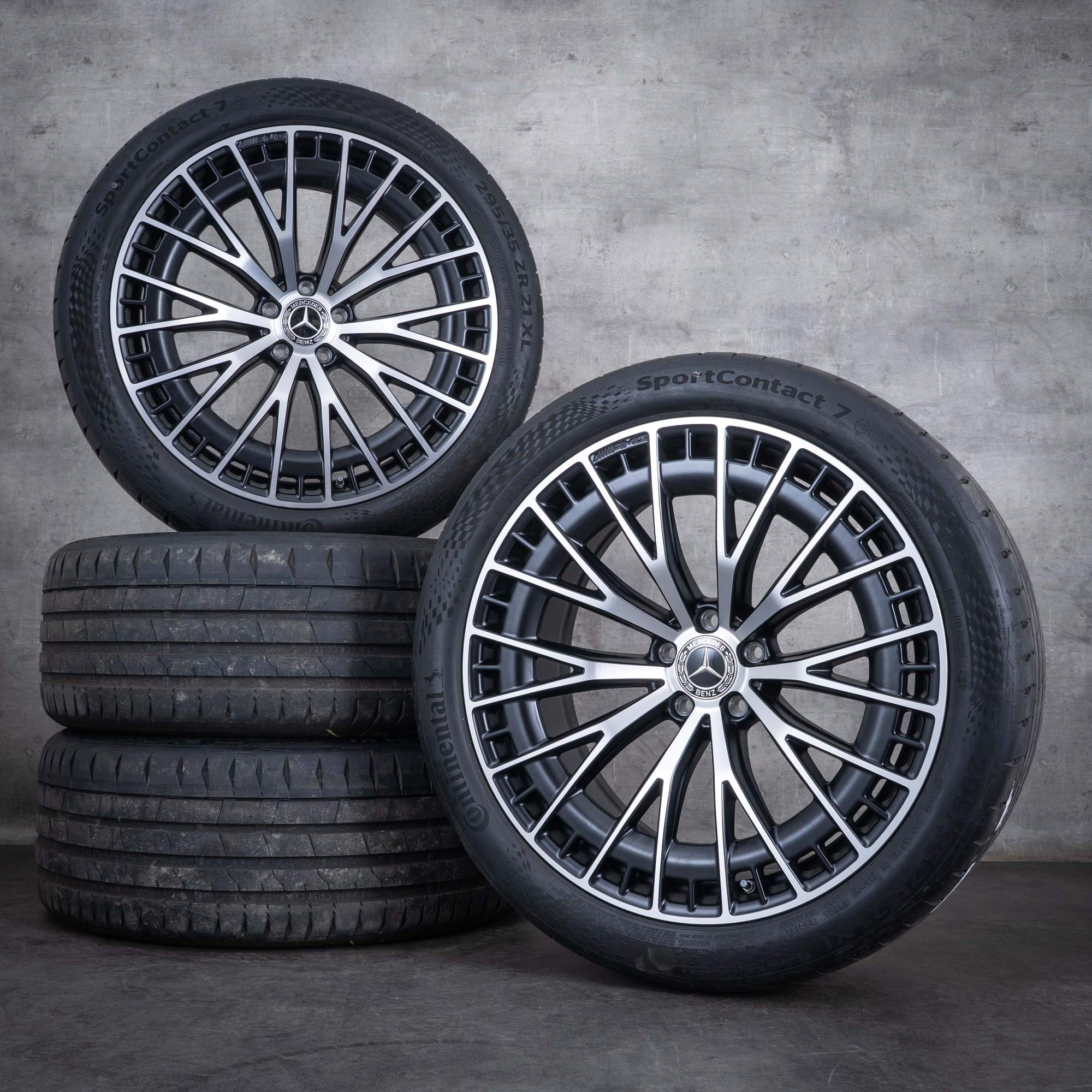 Original Mercedes Benz GLC 43 63S E AMG Felgen 21 Zoll C254 X254 Sommerräder A2544011400 A2544011500 schwarz matt glanzgedreht