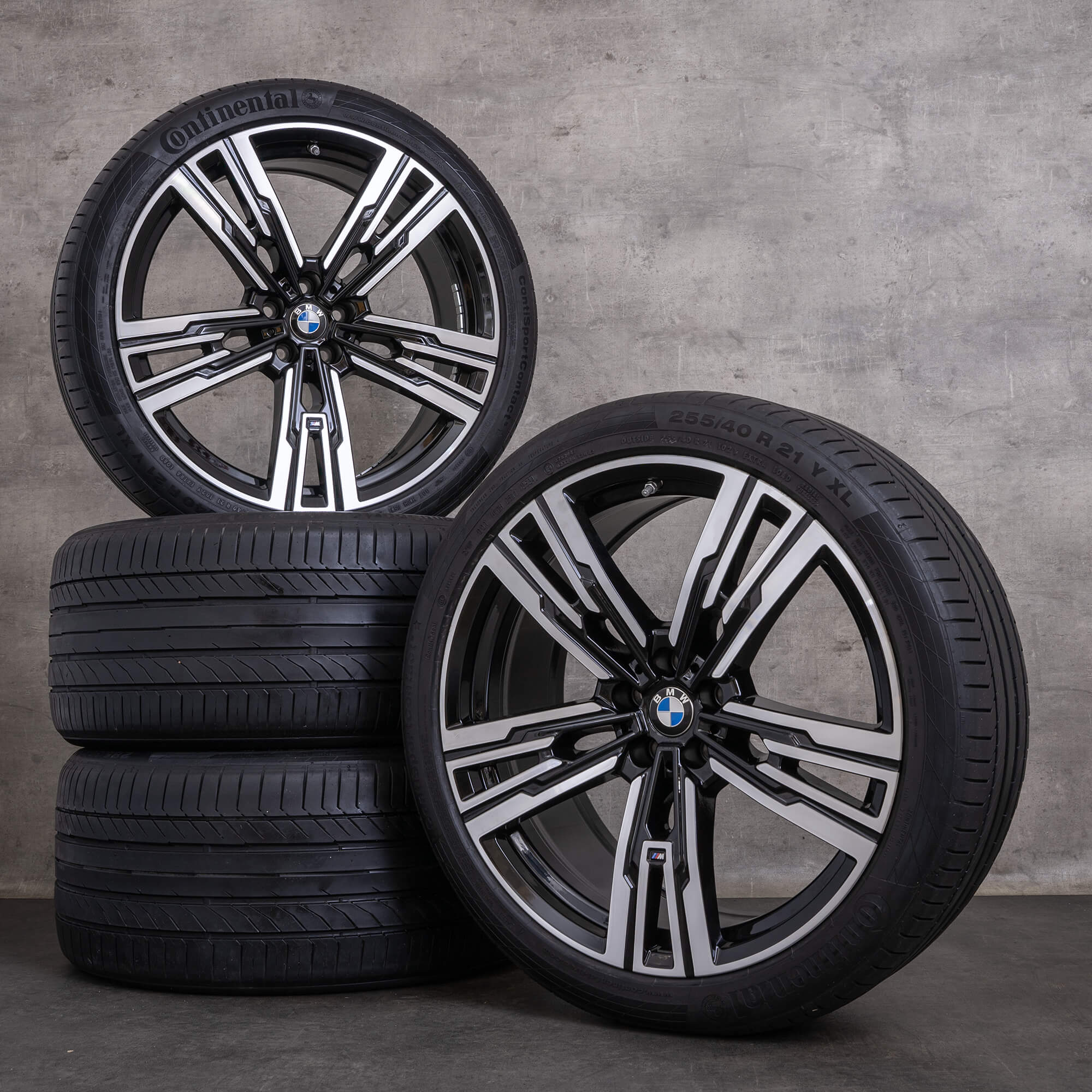 Jantes de verão originais BMW Série 7 i7 21 polegadas G70 estilo 908 M jantes 5A19DF0 5A19DF1 preto brilhante torneadas