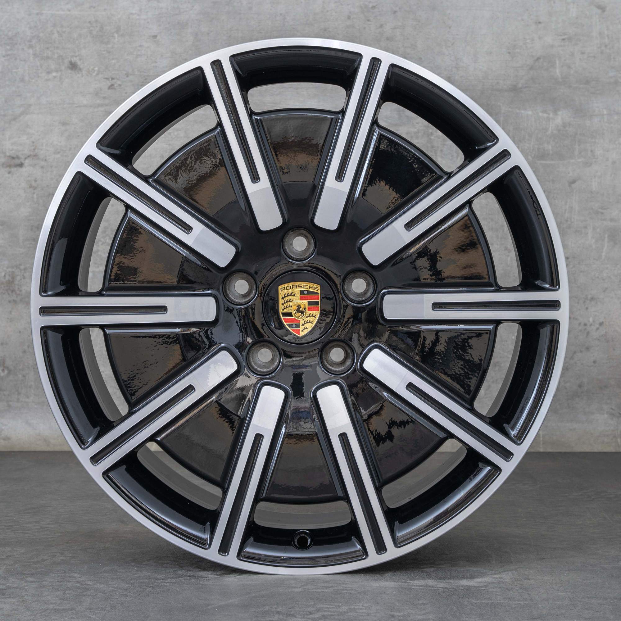 Oryginalne felgi Porsche Taycan 20 cali 9J1 Aero 9J1601025E 9J1601025F czarne polerowane