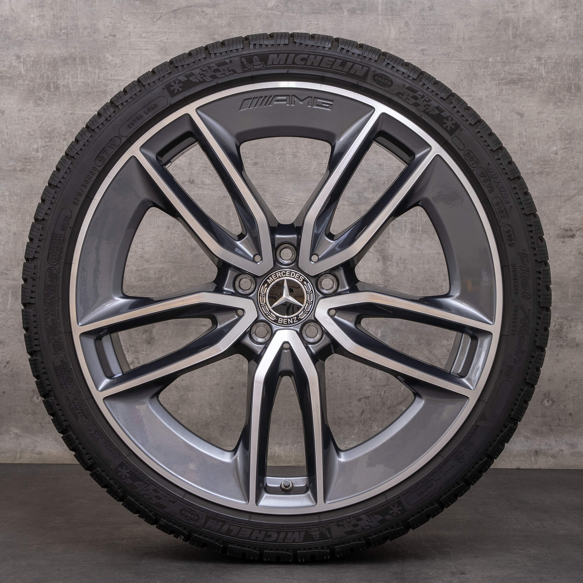 Original AMG Mercedes E-Klasse E43 E53 Winterräder 20 Zoll W213 S213 A238 C238 Felgen A2134014900 A2134015000 himalaya grey glanzgedreht