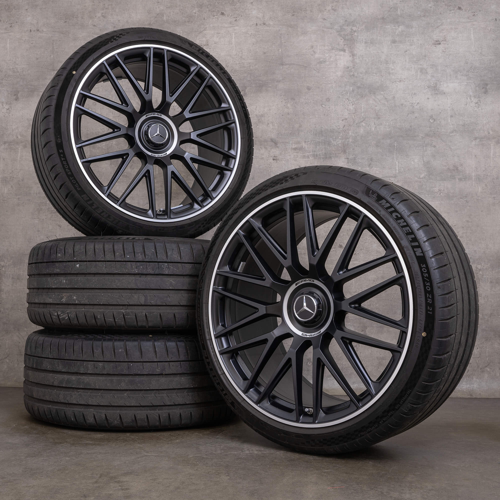 Jantes Mercedes Benz SL 43 55 63 AMG genuínas jantes de verão R232 21 polegadas A2324012900 A2324013000 preto mate brilhante torneado