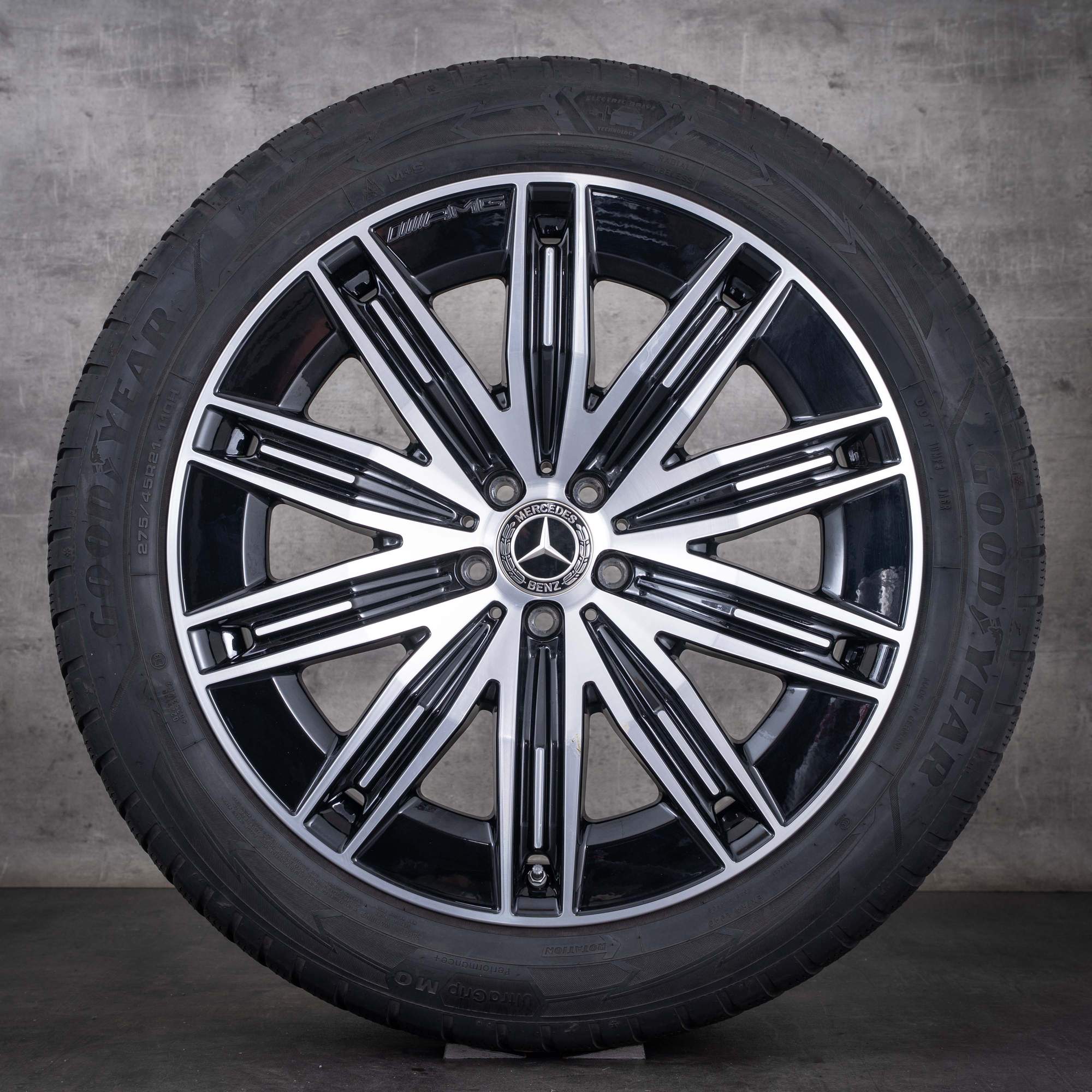 Originale Mercedes-Benz EQS AMG vinterhjul 21 tommer X296 felger A2964011600, svart glans