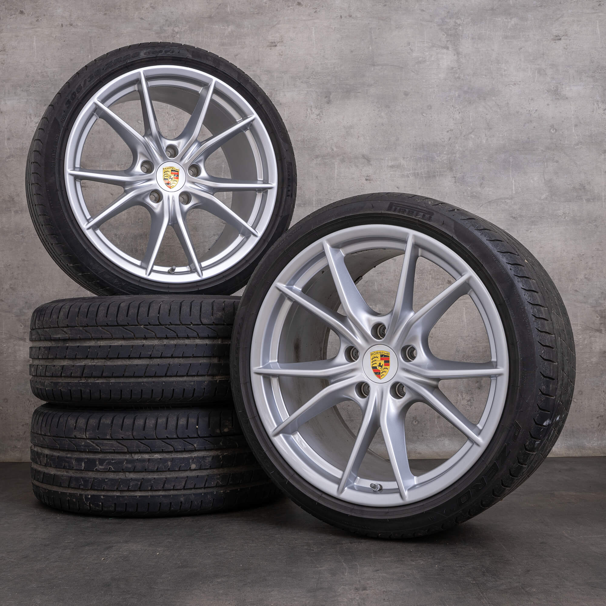 OEM Porsche 911 rims 20 inch 991 II summer wheels 99136271000 99136276001 silver glossy