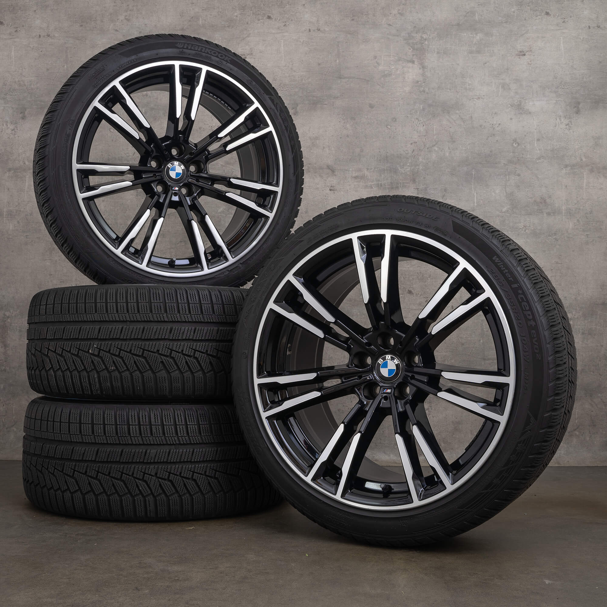 Originale BMW M5 M8 vinterdæk 20 tommer F90 F91 F92 F93 fælge styling 706 M 8073977 8073979 sort blank vendt