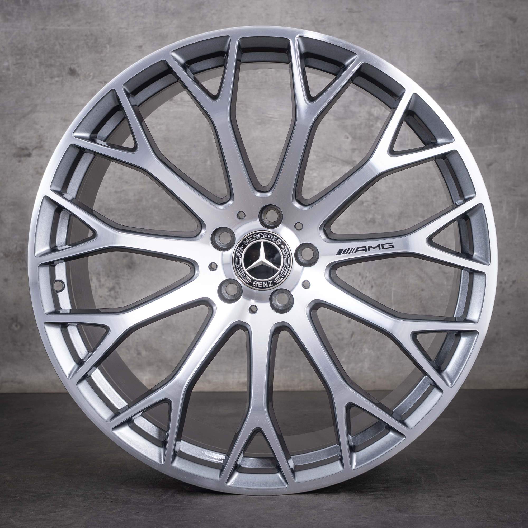 OEM Mercedes-Benz SL 43 55 63 AMG 21inch R232 4Matic S E Performance rims A2324012700 A2324012800 Himalaya Gray front diamond cut
