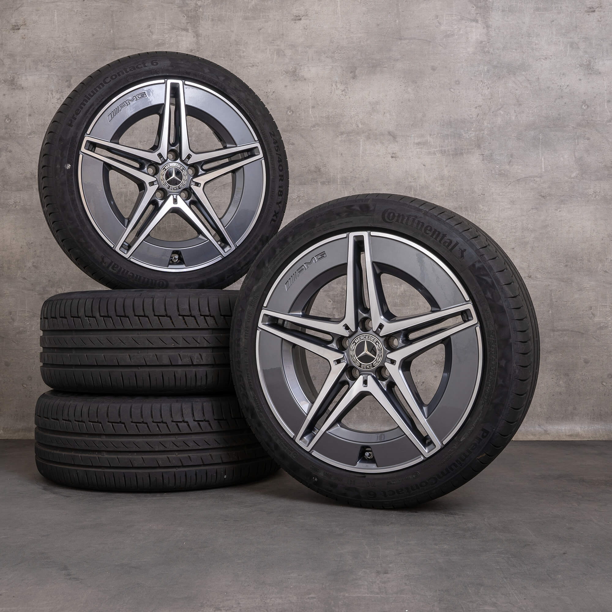 Autentico Mercedes Benz Classe C 18 pollici AMG cerchi W206 S206 pneumatici estivi A2064011700 A2064011800 himalaya grigio lucido tornito