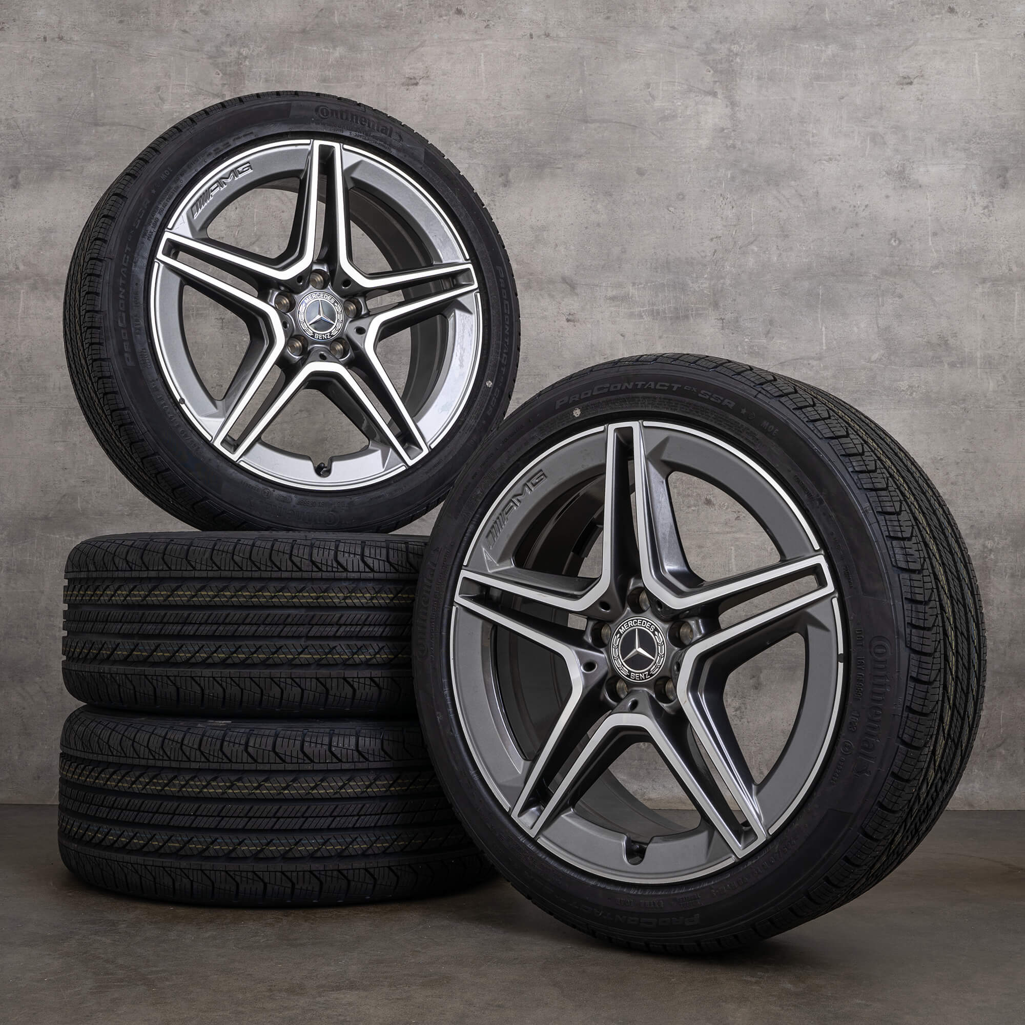Oryginalne felgi Mercedes Benz CLS AMG 19 cali C257 opony całoroczne A2574011500 himalaya szary polerowane NOWOŚĆ