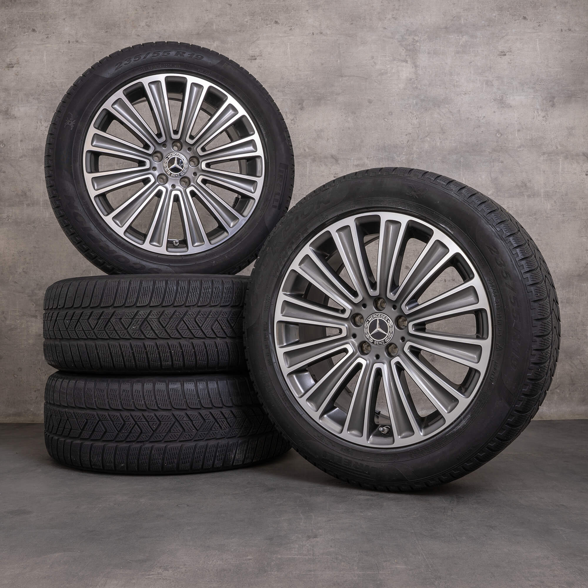 Originální 19 palcové disky Mercedes Benz GLC Winterrder X253 C253 A2534011100 himalaya šedé lesklé soustružené