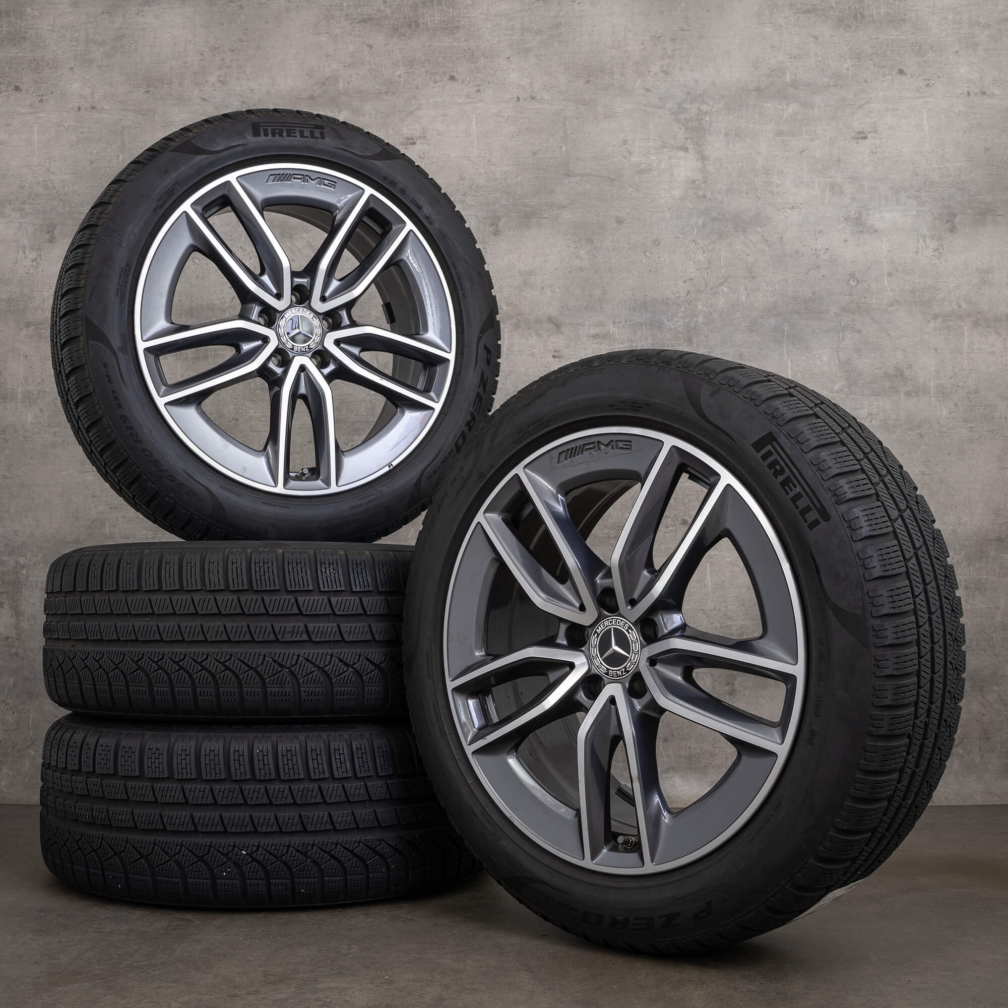 Alkuperäiset Mercedes Benz GLA GLB AMG talvirenkaat 19 tuuman 35 45 & S H247 X247 vanteet A2474011800 himalajanharmaa kiillotettu