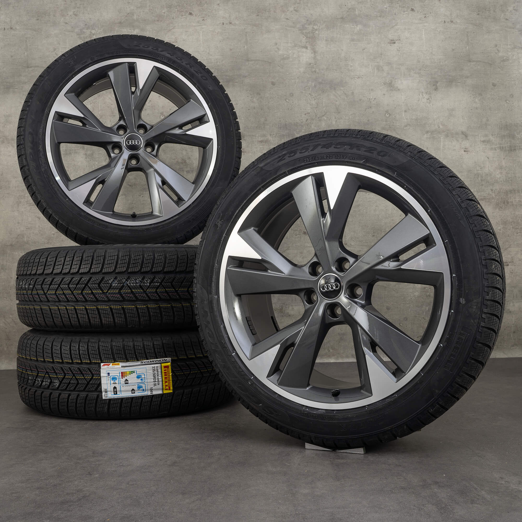 Oem Audi Q4 e-tron pneus hiver 20 pouces Sportback Jantes 89AQ6901025AR 89A601025AS gris graphite brillant NEUF
