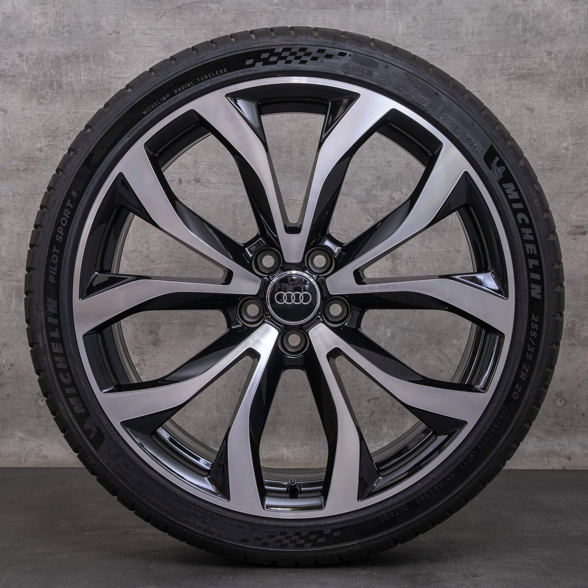 Oem Audi A6 S6 20 pouces 4G C7 jantes pneus été 4G0601025G noir brillant roues d'été