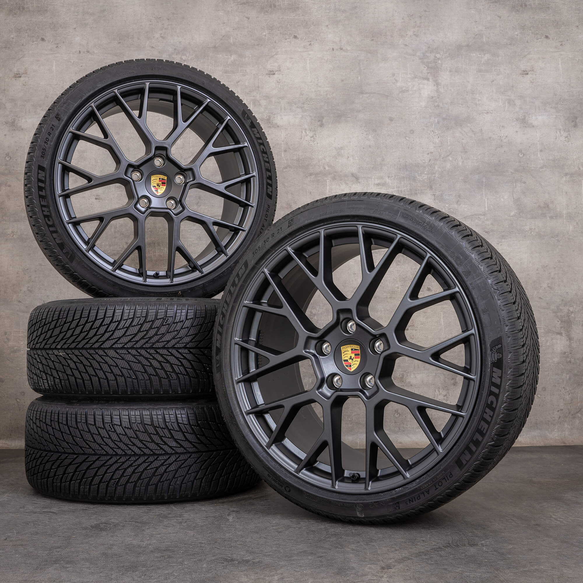 Original Porsche 911 Winterräder 20 21 Zoll 992 II Carrera 4S Felgen RS Spyder 992601025EG 992601025BL vesuvgrau matt NEU
