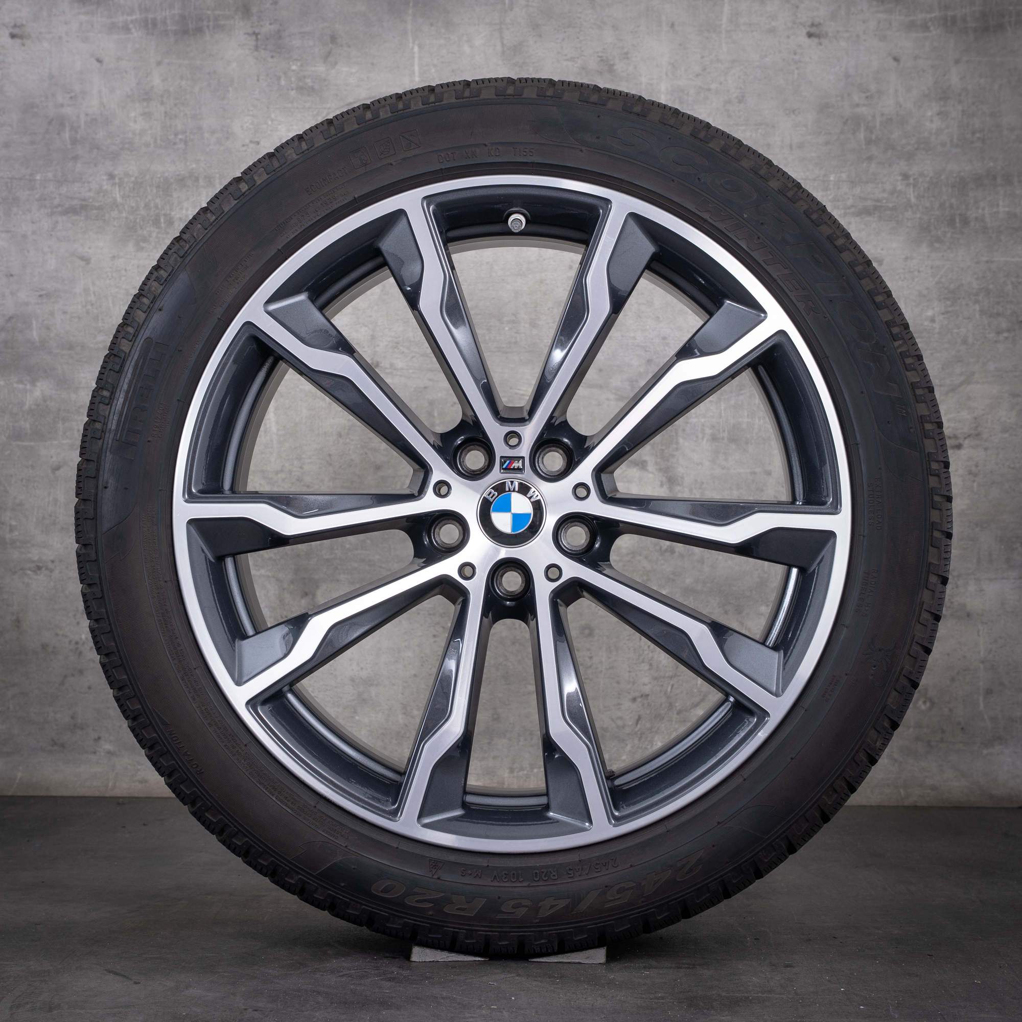 Oryginalne koła zimowe BMW X3 X4 20 cali, felgi G01 G02, stylizacja 699 M, 8010265 8010269 kolor orbit grey diamond cut