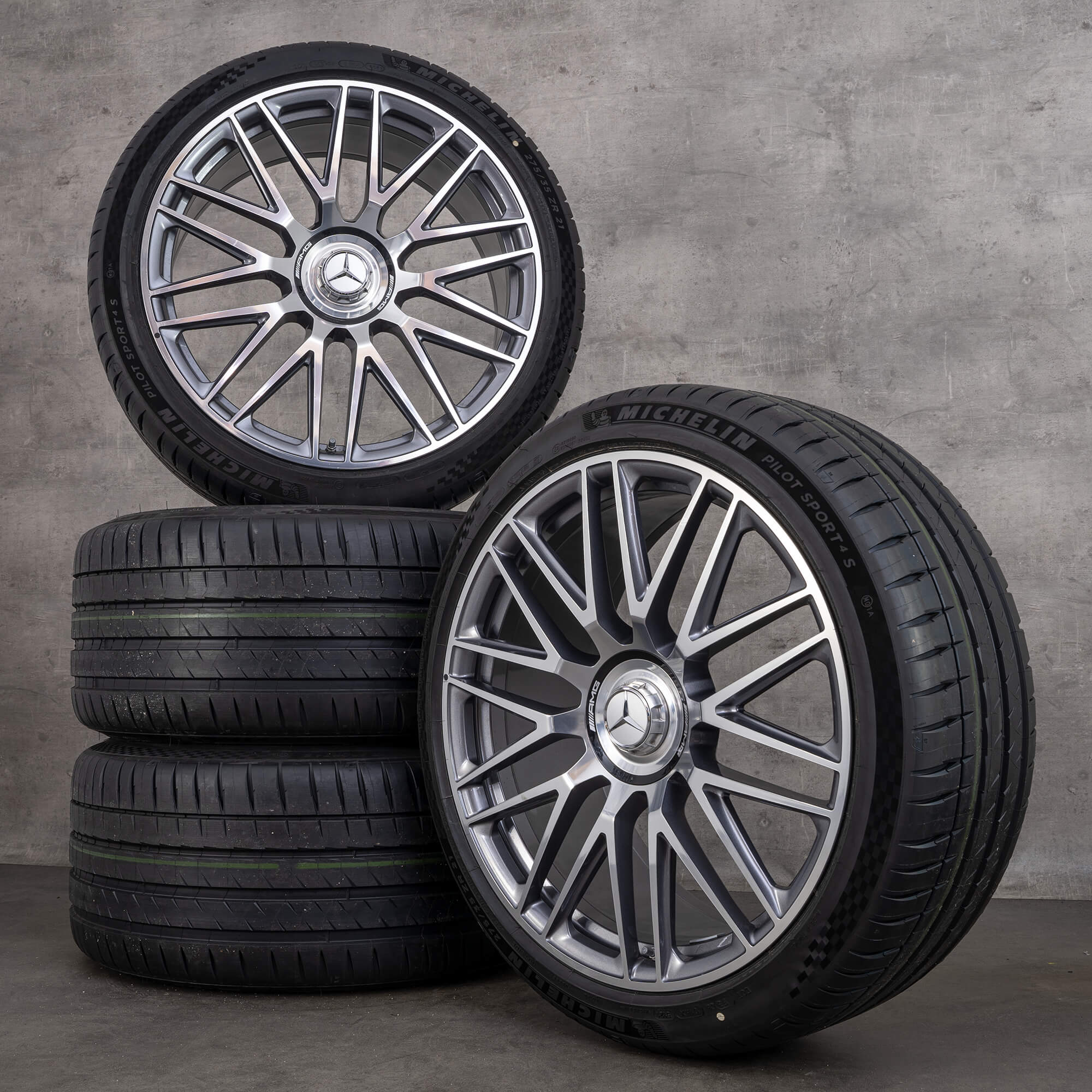 Alkuperäiset Mercedes-Benz SL AMG -talvirenkaat 21 tuumaa R232-vanteet A2324012900 A2324013000 himalaya grey diamond cut UUDET