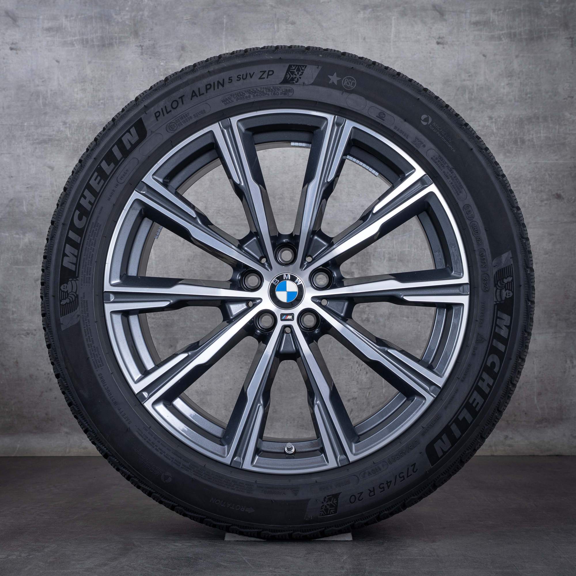 Oryginalał BMW X5 X6 koła zimowe 20 cali G05 G06 felgi stylizacja 740 M 8071996 orbit szary Polerowane
