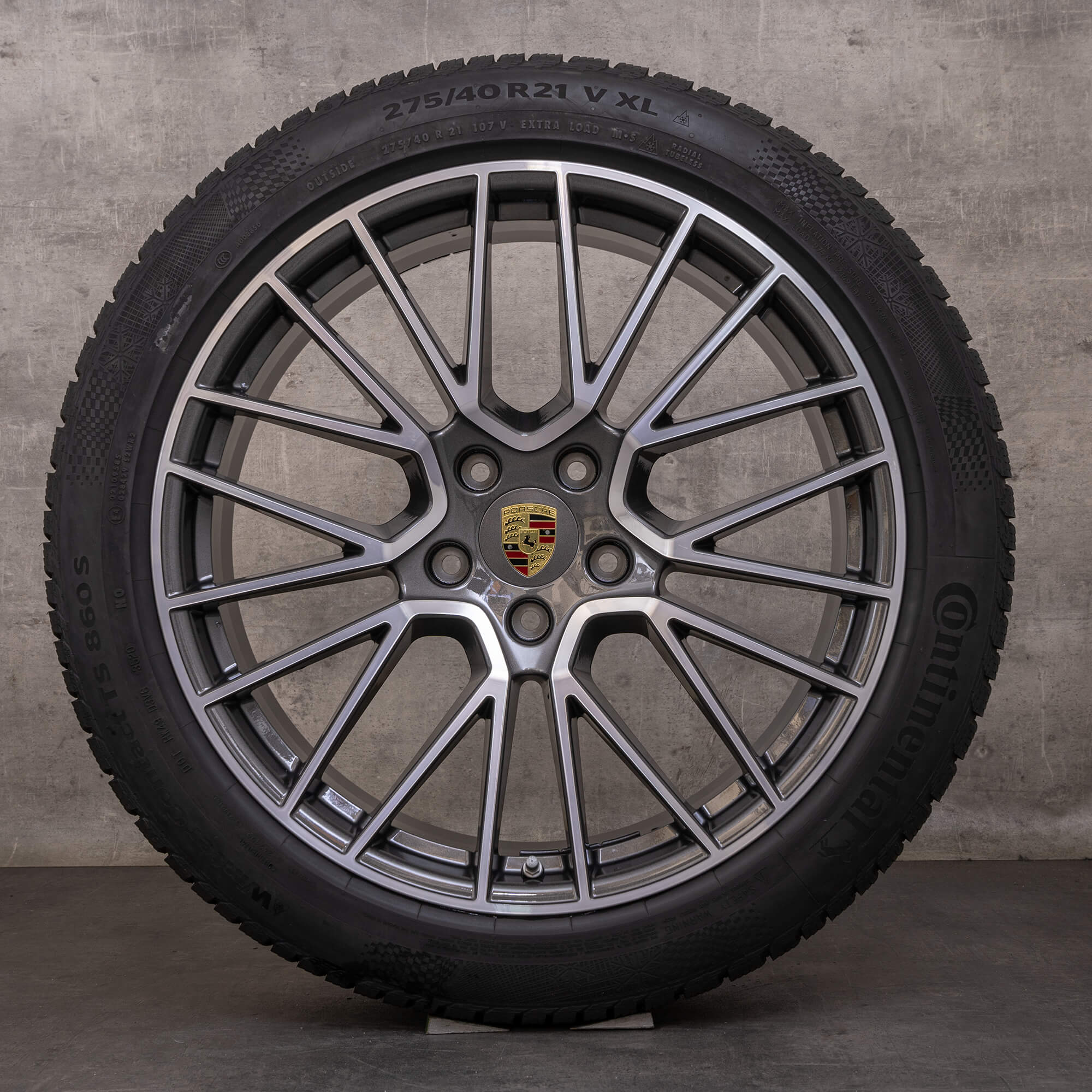 Oryginalne koła zimowe Porsche Cayenne Coupe 21 cali 9YA felgi 9Y0601025BF 9Y3601025AC tytanowe polerowane