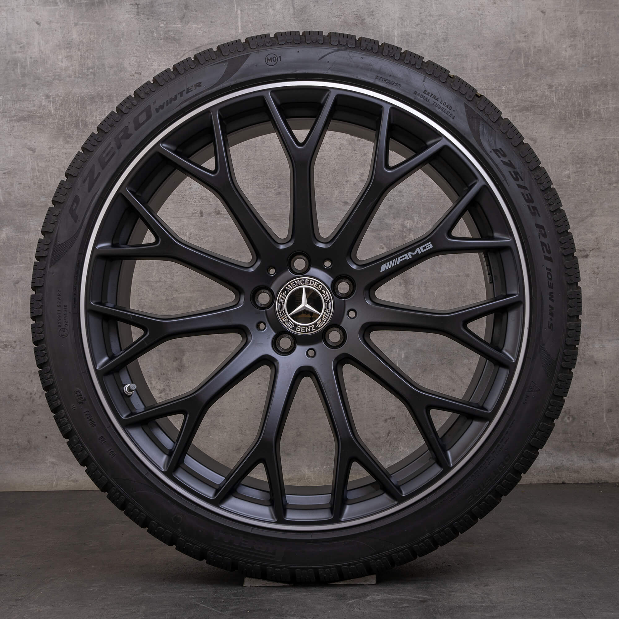 Originale Mercedes Benz SL AMG vinterhjul 21 tommers R232 felger A2324012700 A2324012800 svart matt blank snudd NY