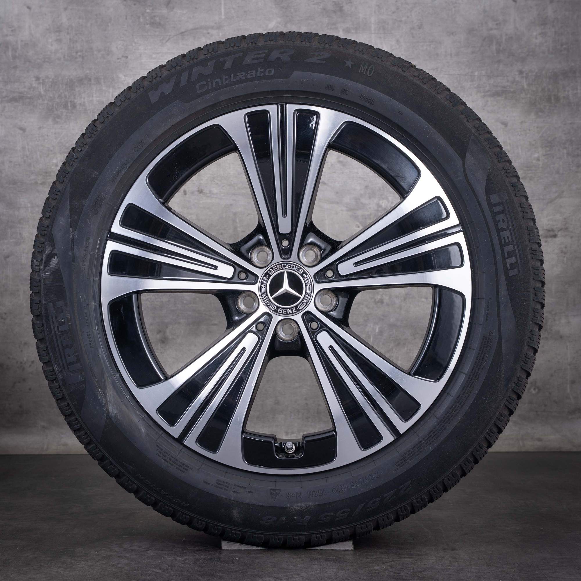 Originale Mercedes-Benz E-klasse vinterhjul 18 tommer W214 S214 fælge A2144012200 sort diamond cut