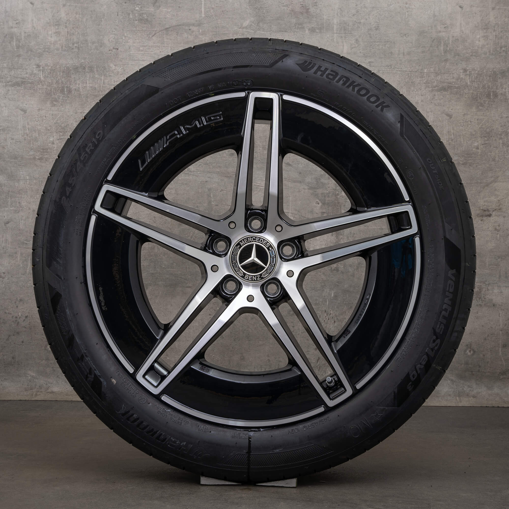Originale Mercedes Benz E-Klasse AMG fælge 19 tommer W214 S214 sommerhjul A2144010300 sort højglans
